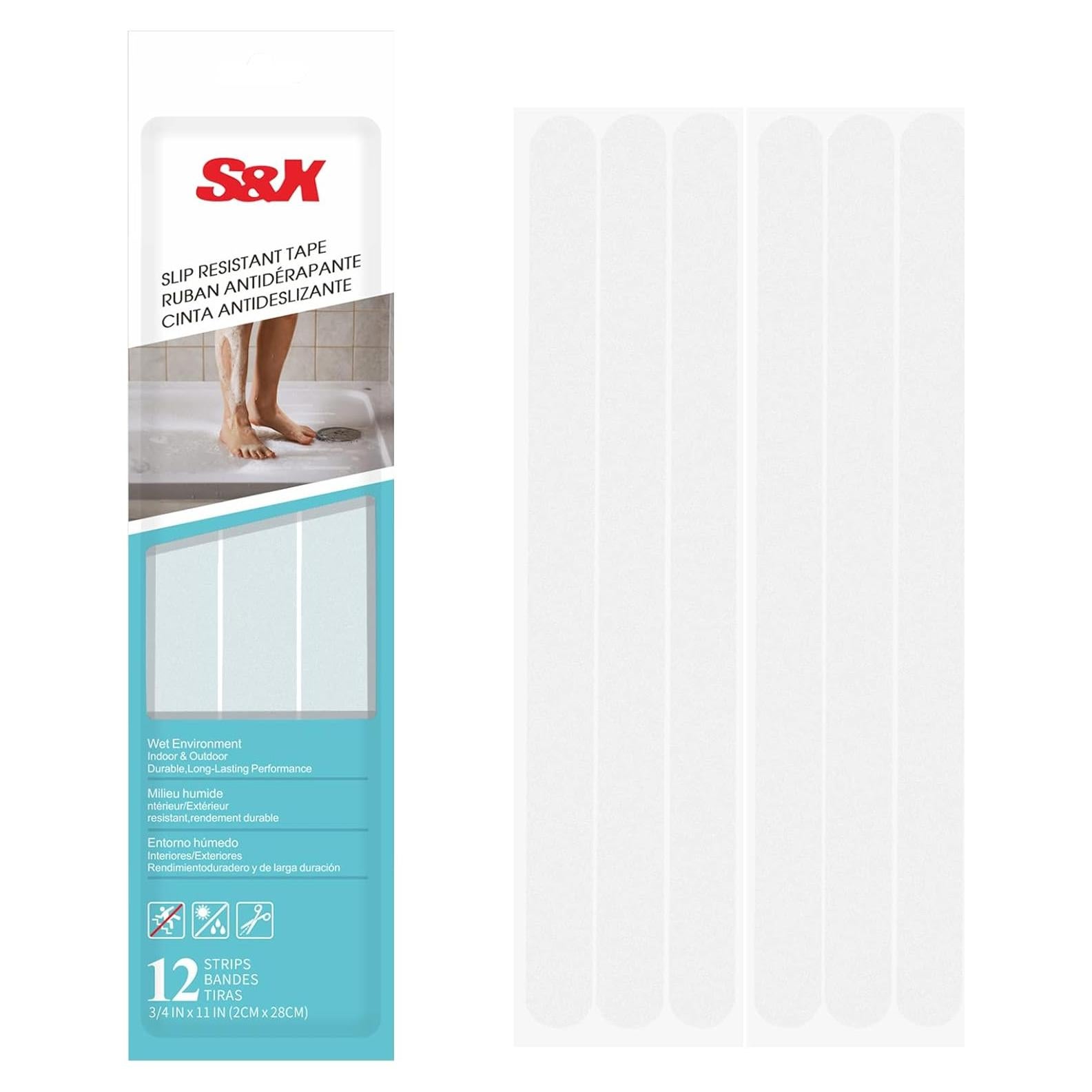 Pegatinas Antideslizantes S&X para Baño 12 Piezas Transparentes