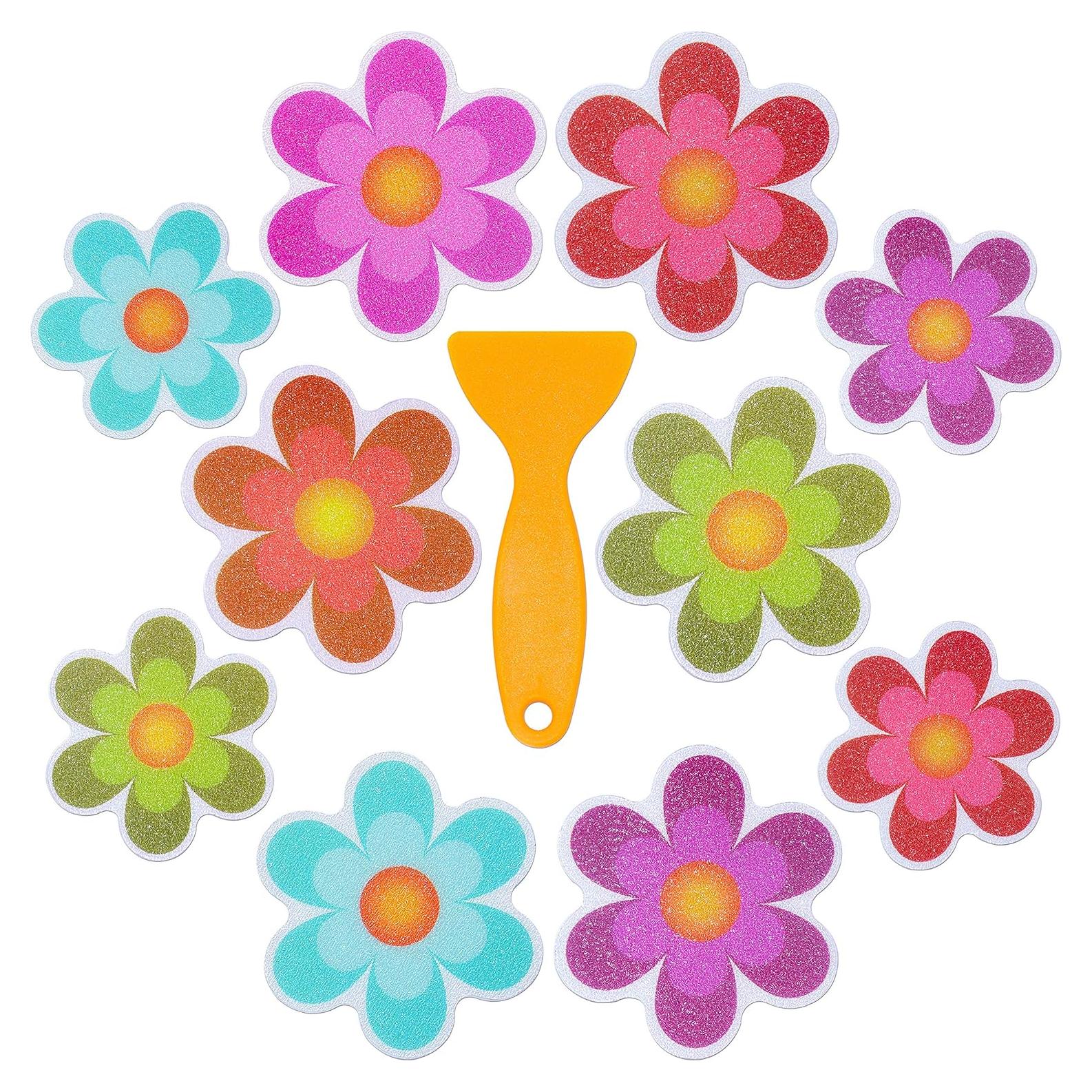 Calcomanías Antideslizantes Hebayy 10 Piezas Flores para Baño