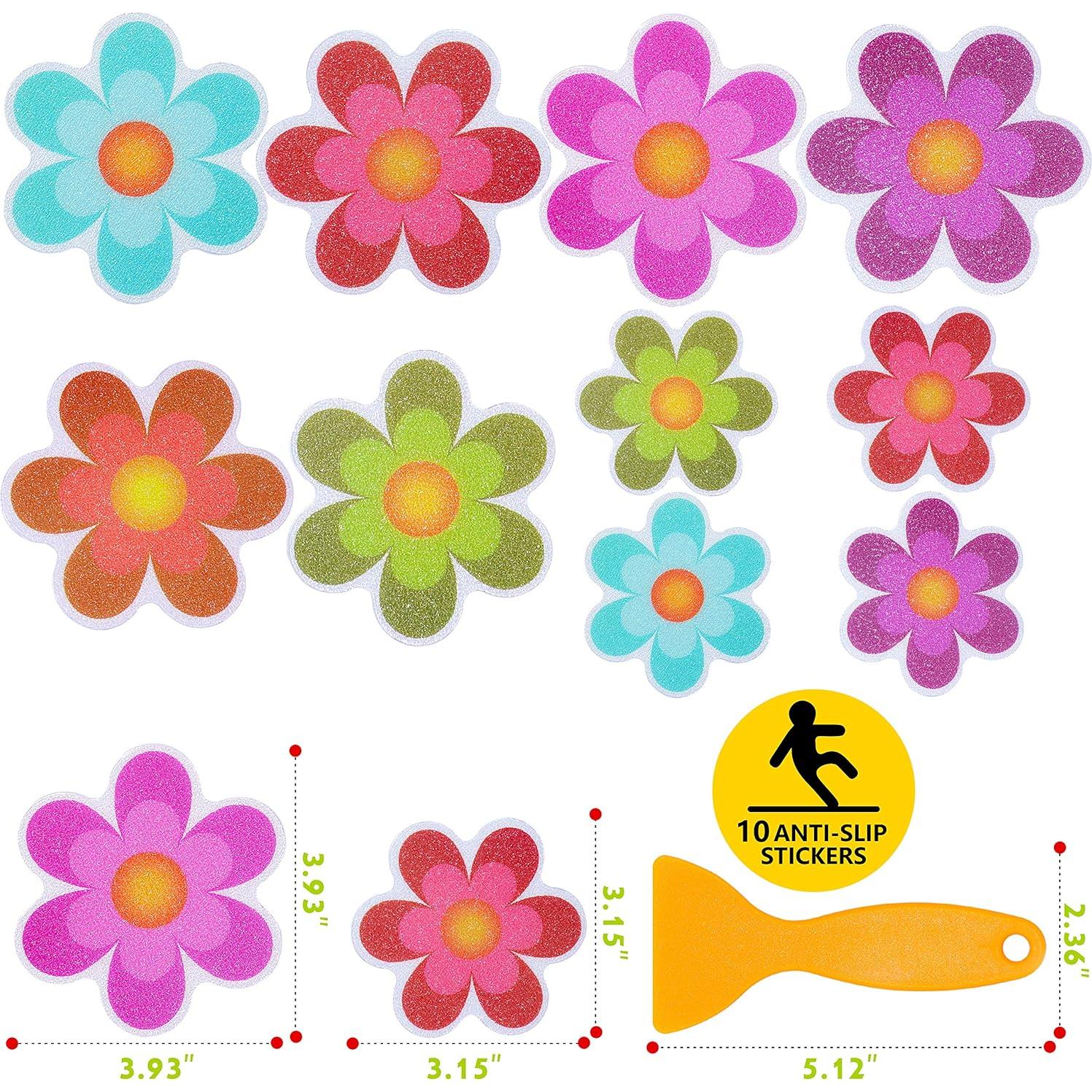 Calcomanías Antideslizantes Hebayy 10 Piezas Flores para Baño