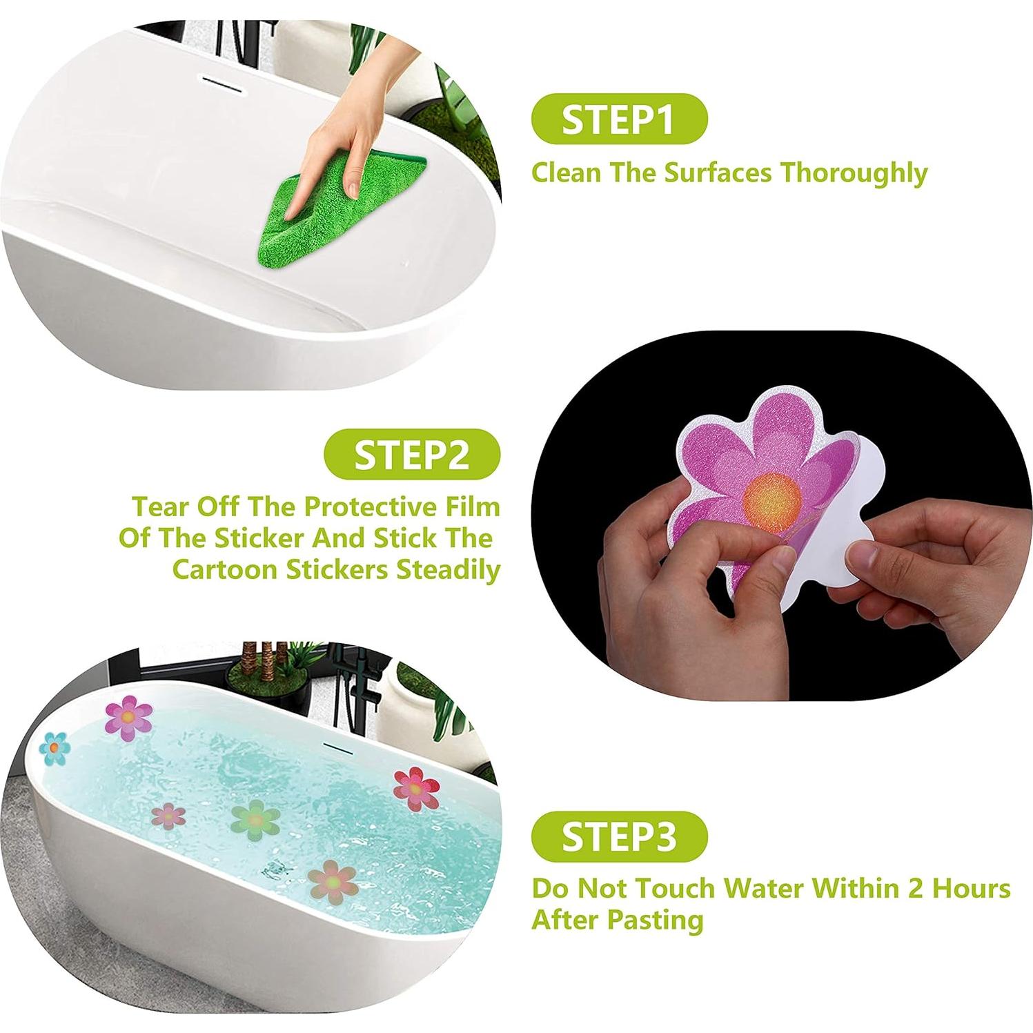 Calcomanías Antideslizantes Hebayy 10 Piezas Flores para Baño