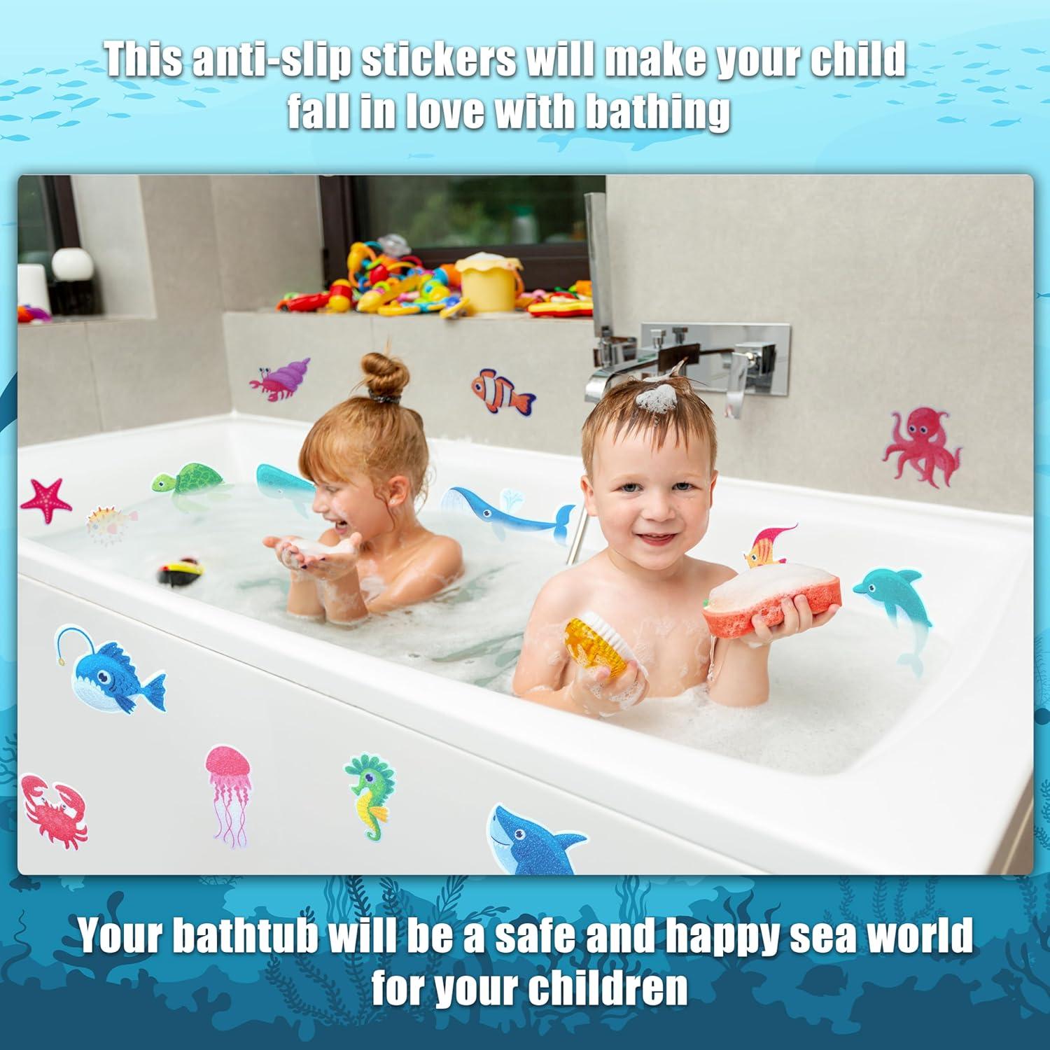 Calcomanías Antideslizantes WIBUE para Baño 16 PCS Animales Marinos