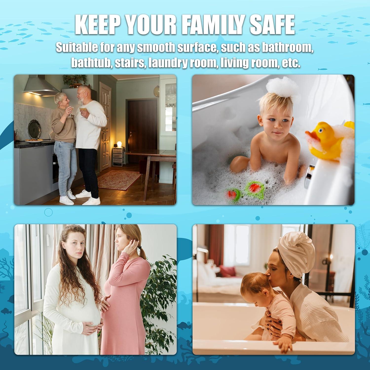 Calcomanías Antideslizantes WIBUE para Baño 16 PCS Animales Marinos