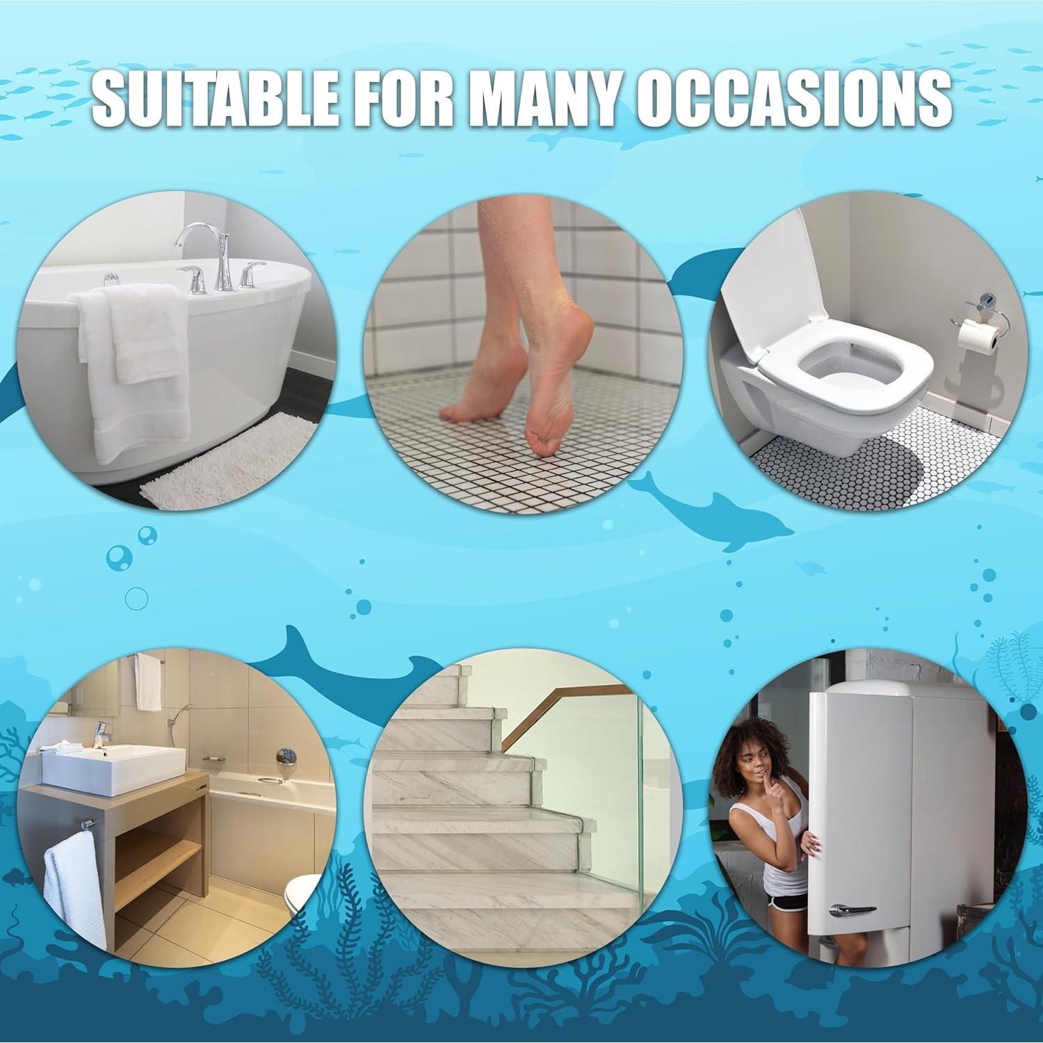 Calcomanías Antideslizantes WIBUE para Baño 16 PCS Animales Marinos