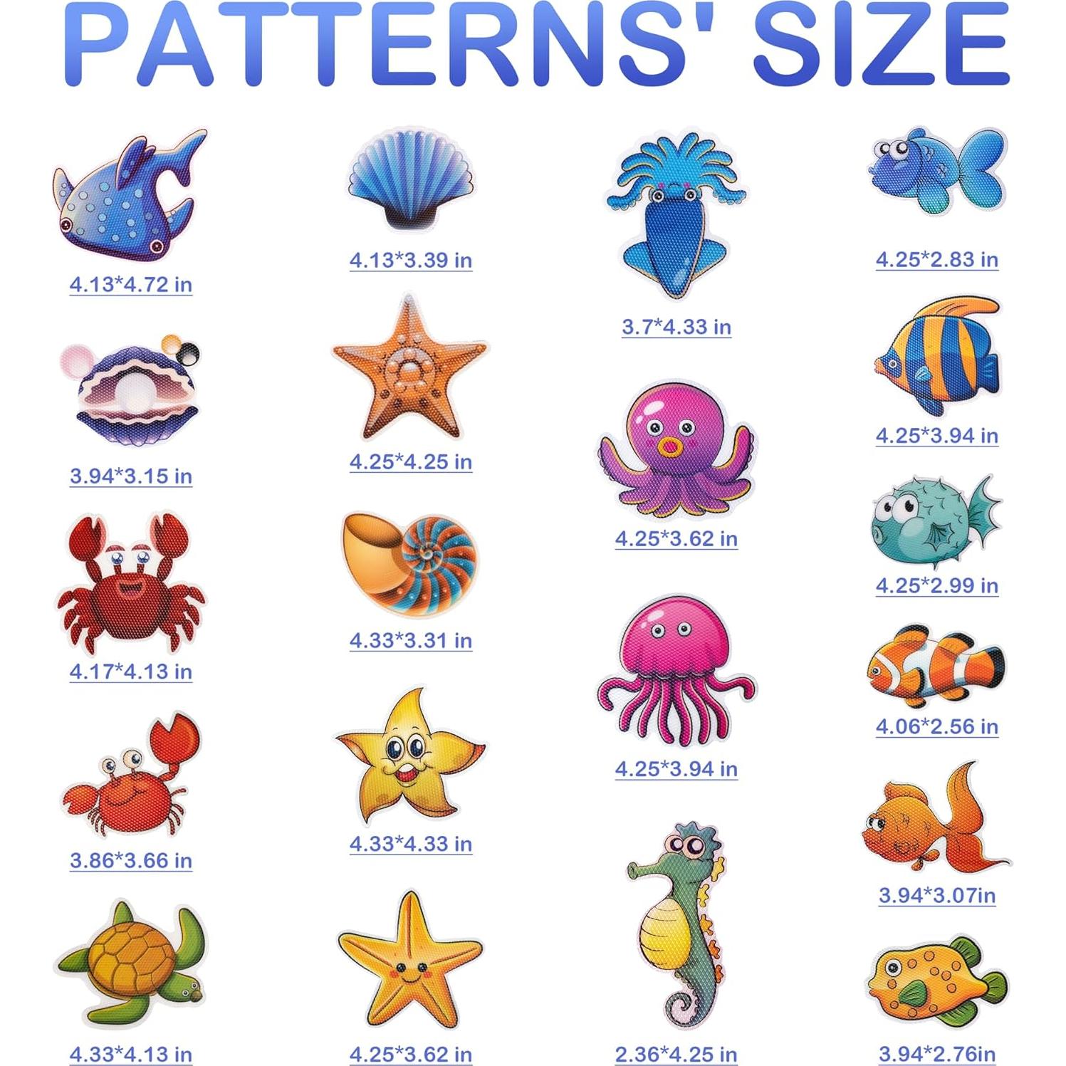 20 Pegatinas Antideslizantes PGFUN para Baño - Criaturas Marinas