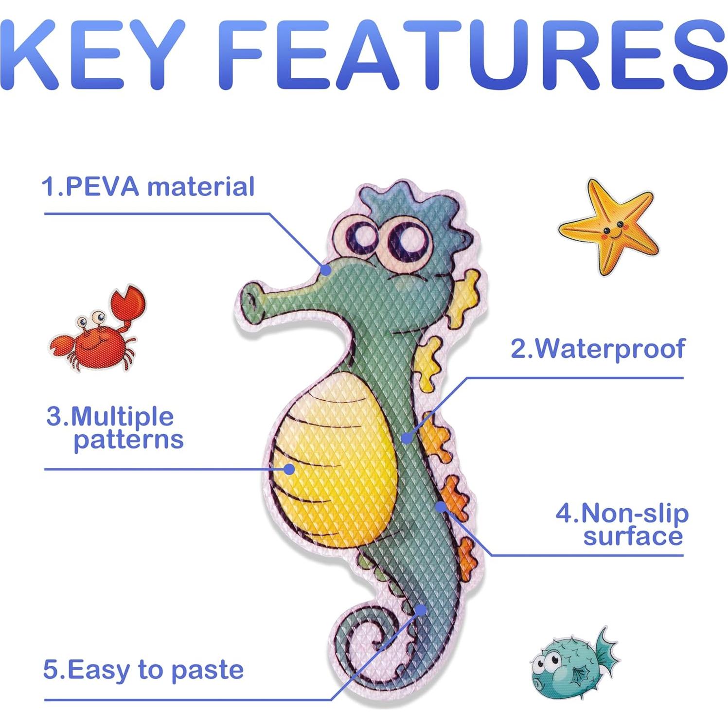 20 Pegatinas Antideslizantes PGFUN para Baño - Criaturas Marinas