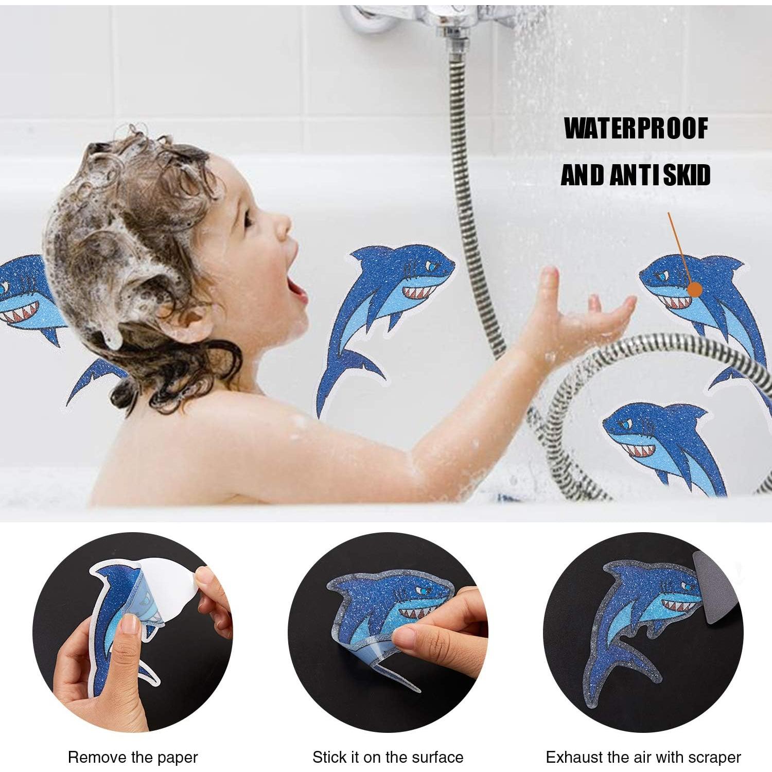 Pegatinas Antideslizantes para Bañera Tiburón 20 PCS 12x8 cm