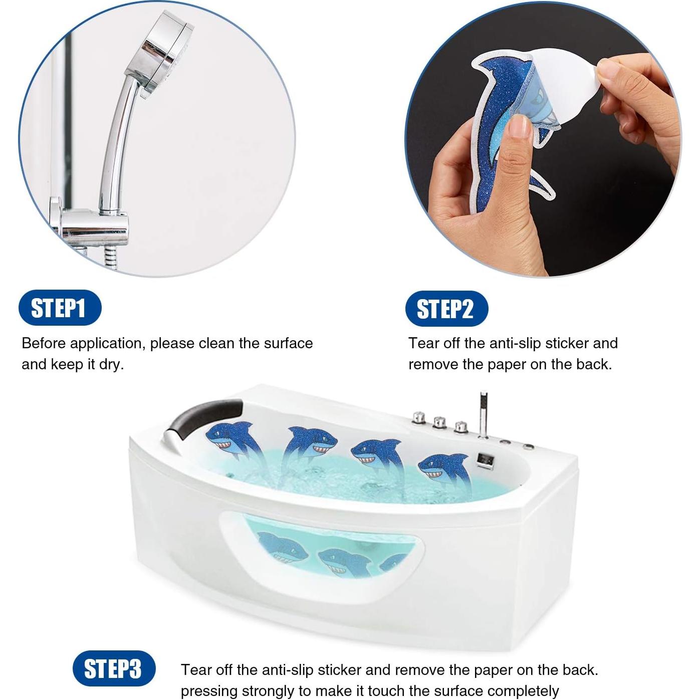 Pegatinas Antideslizantes para Bañera Tiburón 20 PCS 12x8 cm