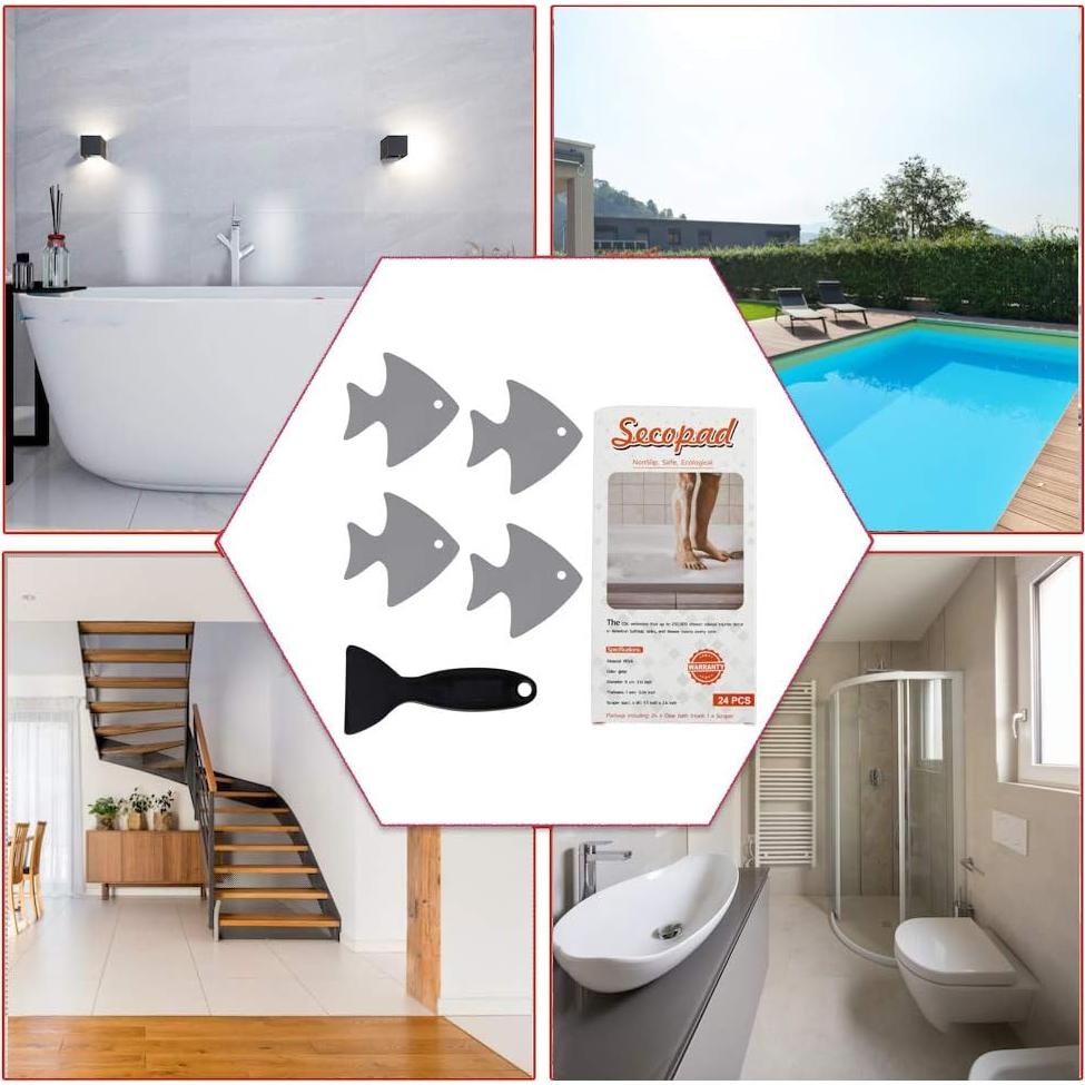 Calcomanías Antideslizantes Secopad 24 Piezas Gris para Baño