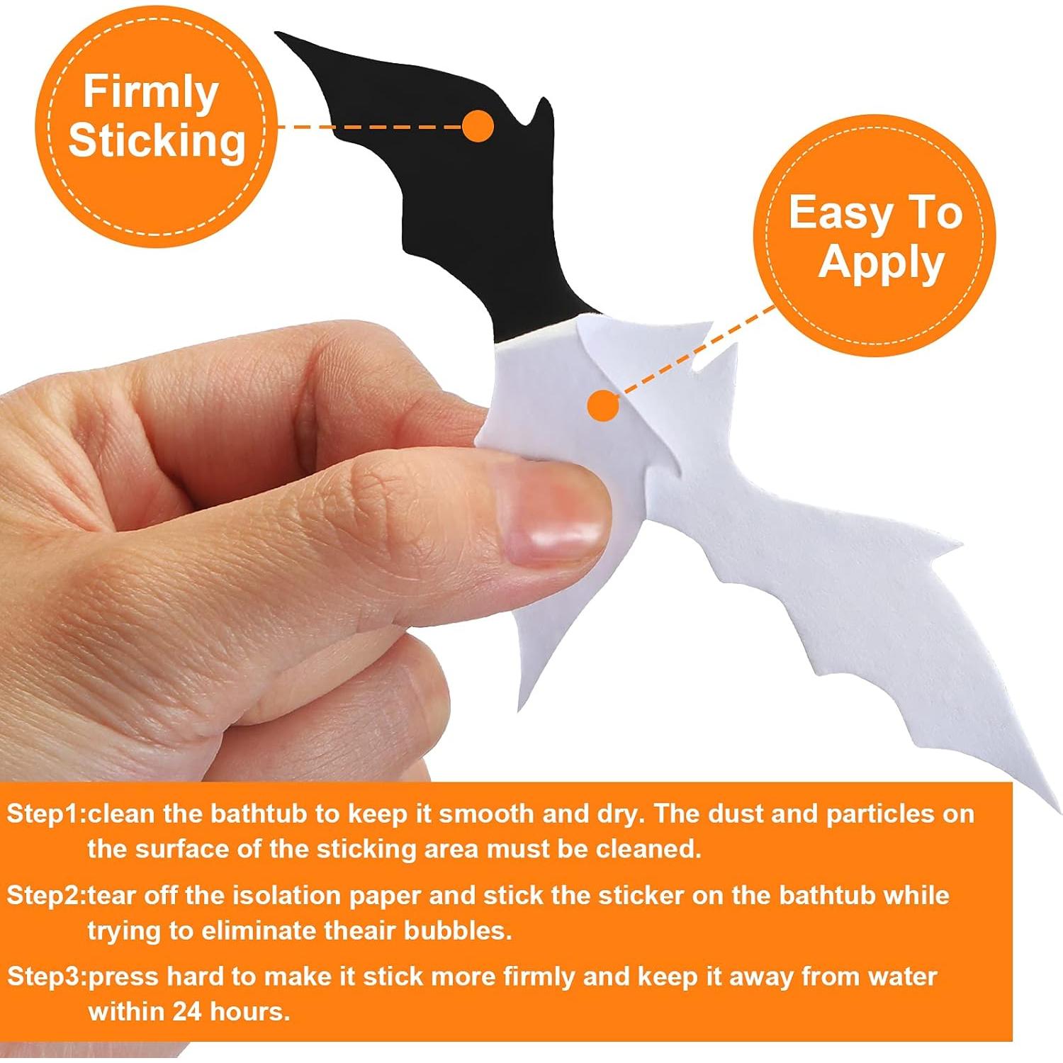 Calcomanías Antideslizantes Murciélago Negro Nuanchu 30 Pzas