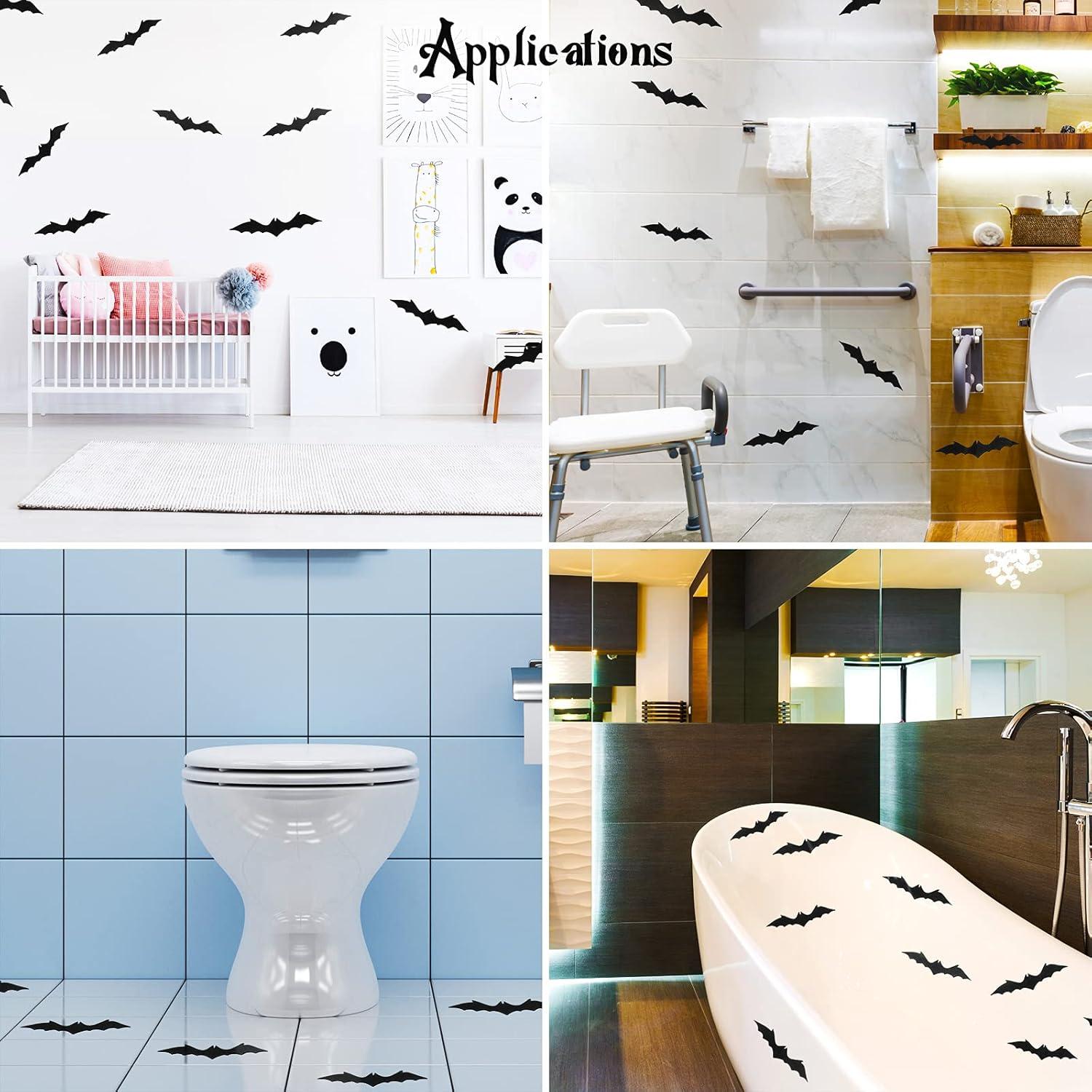 Calcomanías Antideslizantes Murciélago Negro Nuanchu 30 Pzas