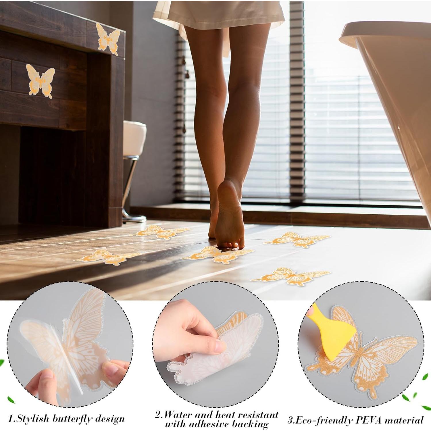 20 Calcomanías Antideslizantes Mariposa Oro Trandraft