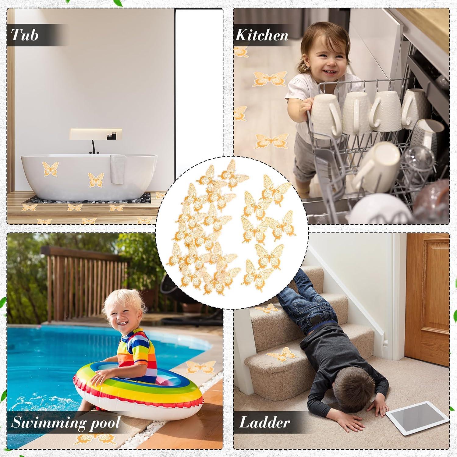 20 Calcomanías Antideslizantes Mariposa Oro Trandraft