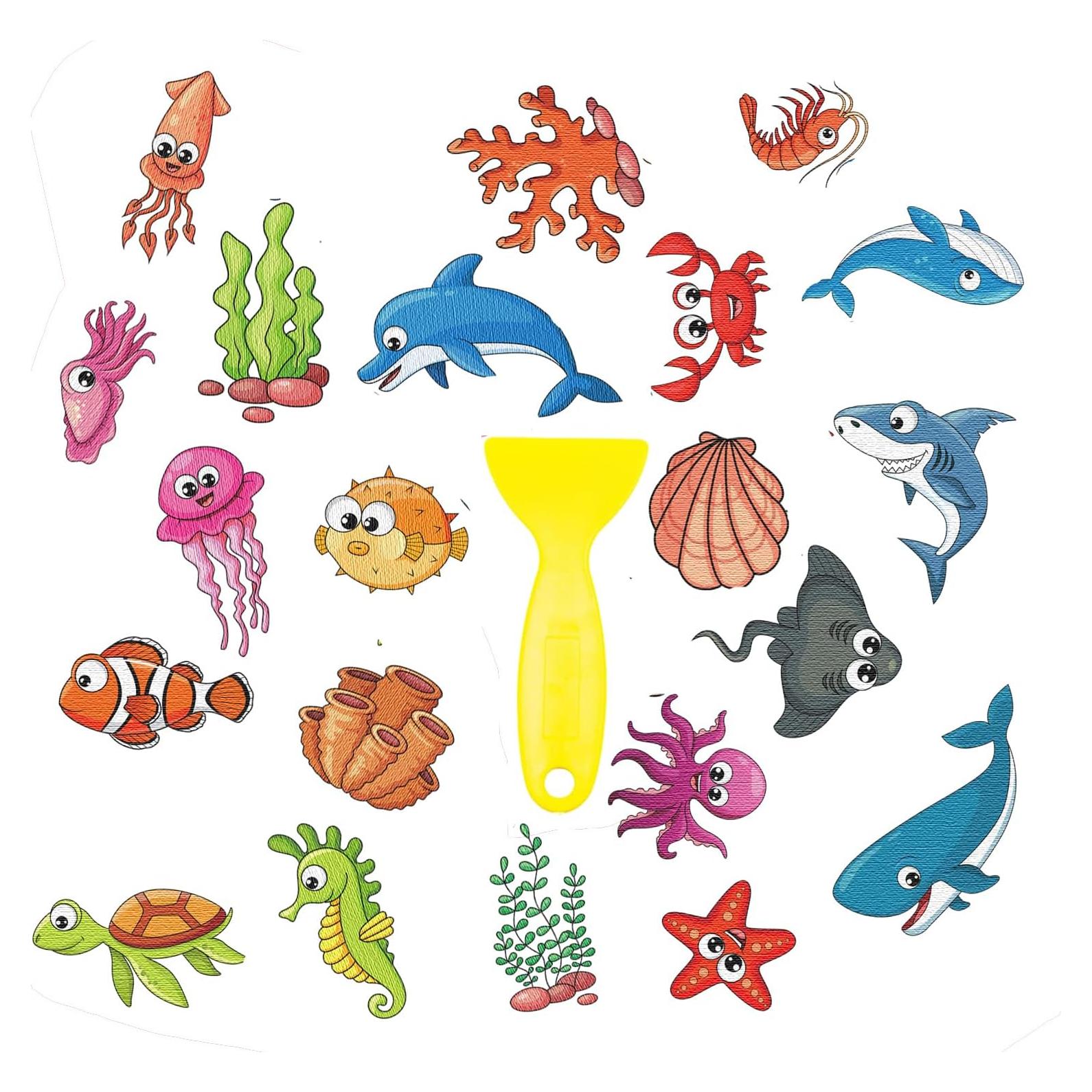 Pegatinas Antideslizantes para Bañera LUCKKYY - 18 Piezas Océano Azul