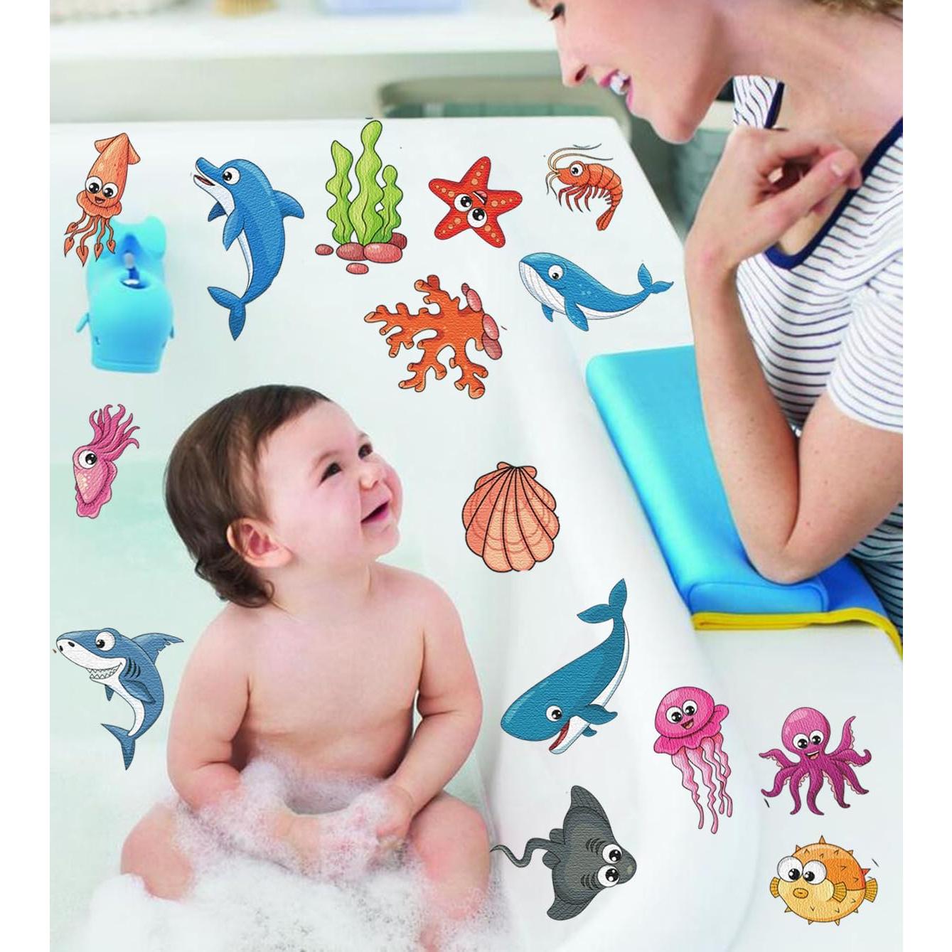 Pegatinas Antideslizantes para Bañera LUCKKYY - 18 Piezas Océano Azul