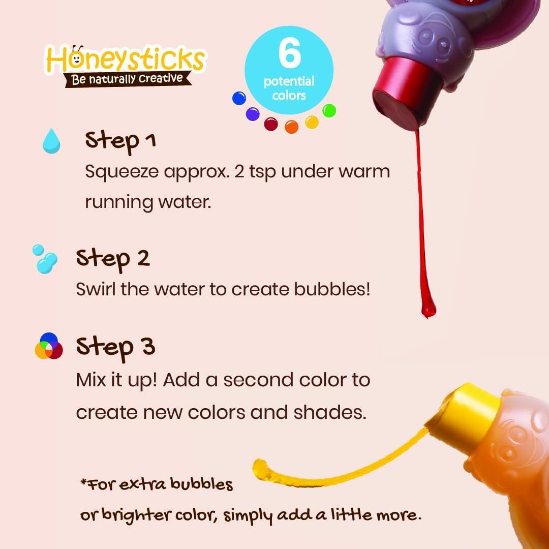 Honeysticks Baño de Burbujas Colorido 3 Pk - No Tóxico 250 ml