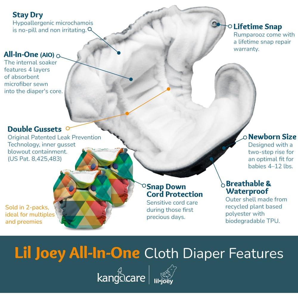 Pañal de Tela Kanga Care Lil Joey 2pk Clyde - 1.8-5.4 kg