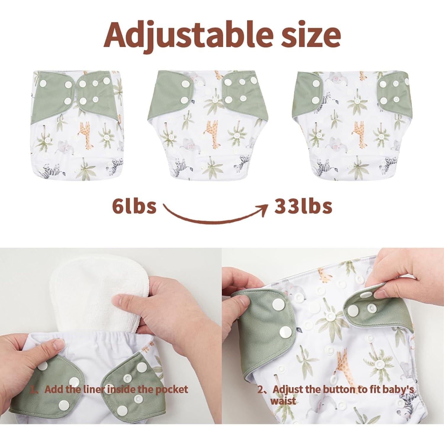 Pañales de Tela HappyFlute AD10 Ajustables 0-3 Años 2.7-15 kg