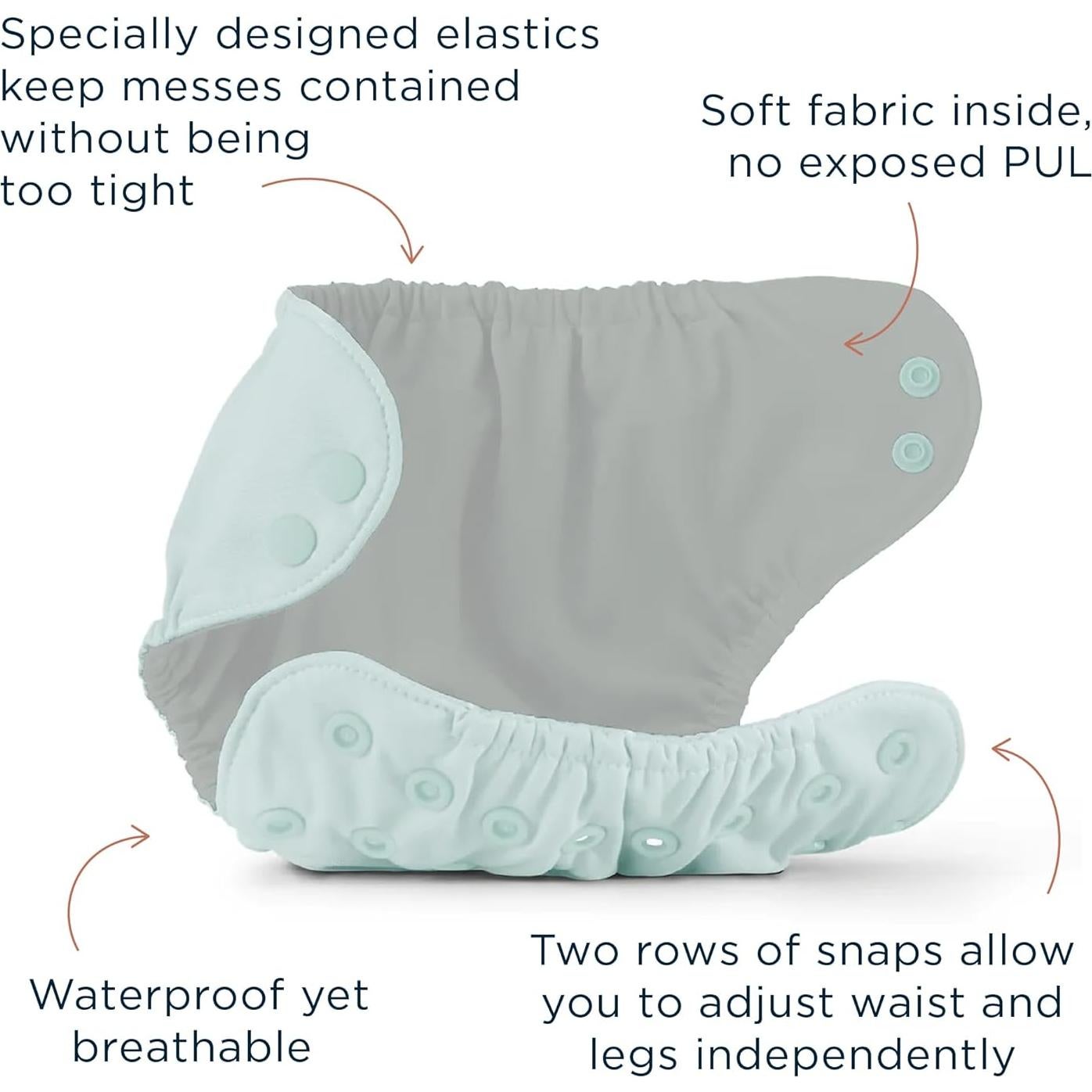 Conjunto de Pañales de Tela Esembly - 3 Inners Algodón Orgánico y 1 Cubierta Impermeable - Tamaño 1 (3.2-7.7 kg)