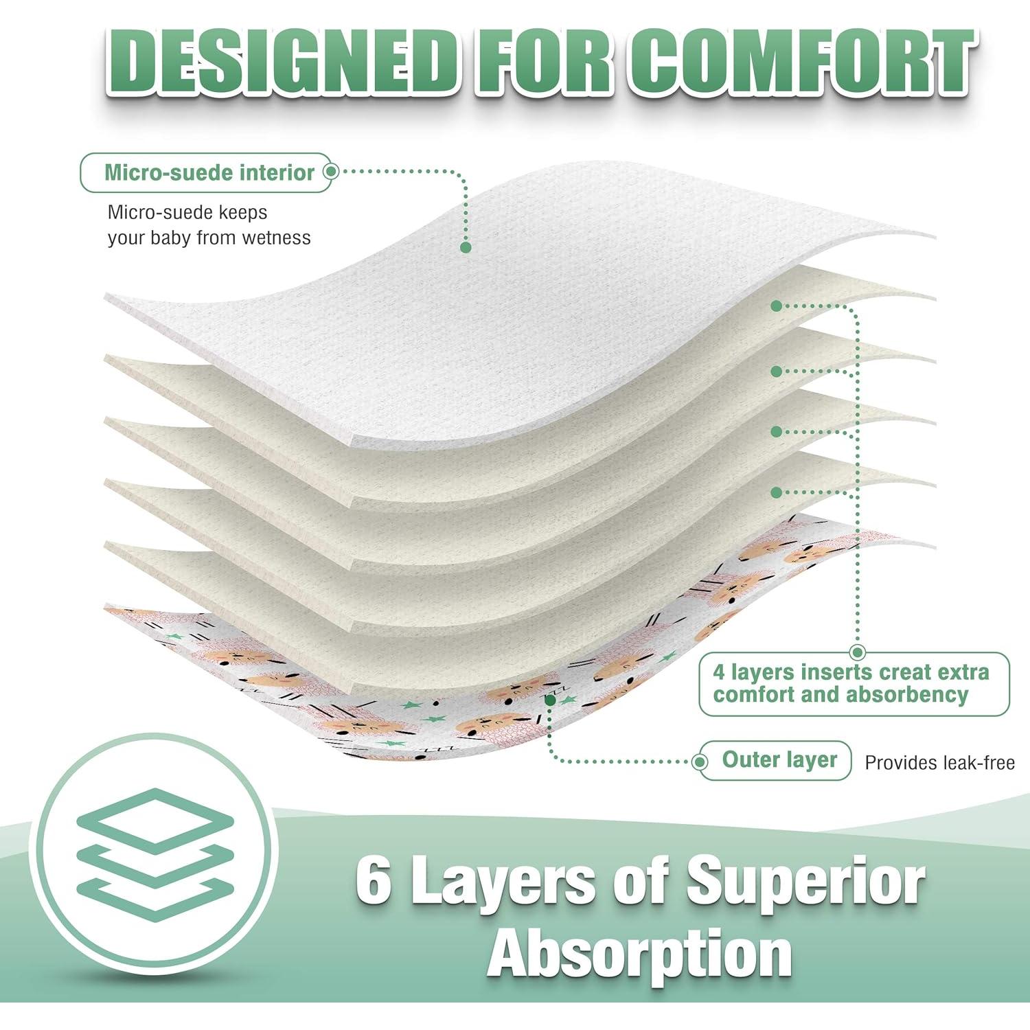 Paquete de Pañales de Tela Wegreeco 6 Piezas Ajustables Unisex