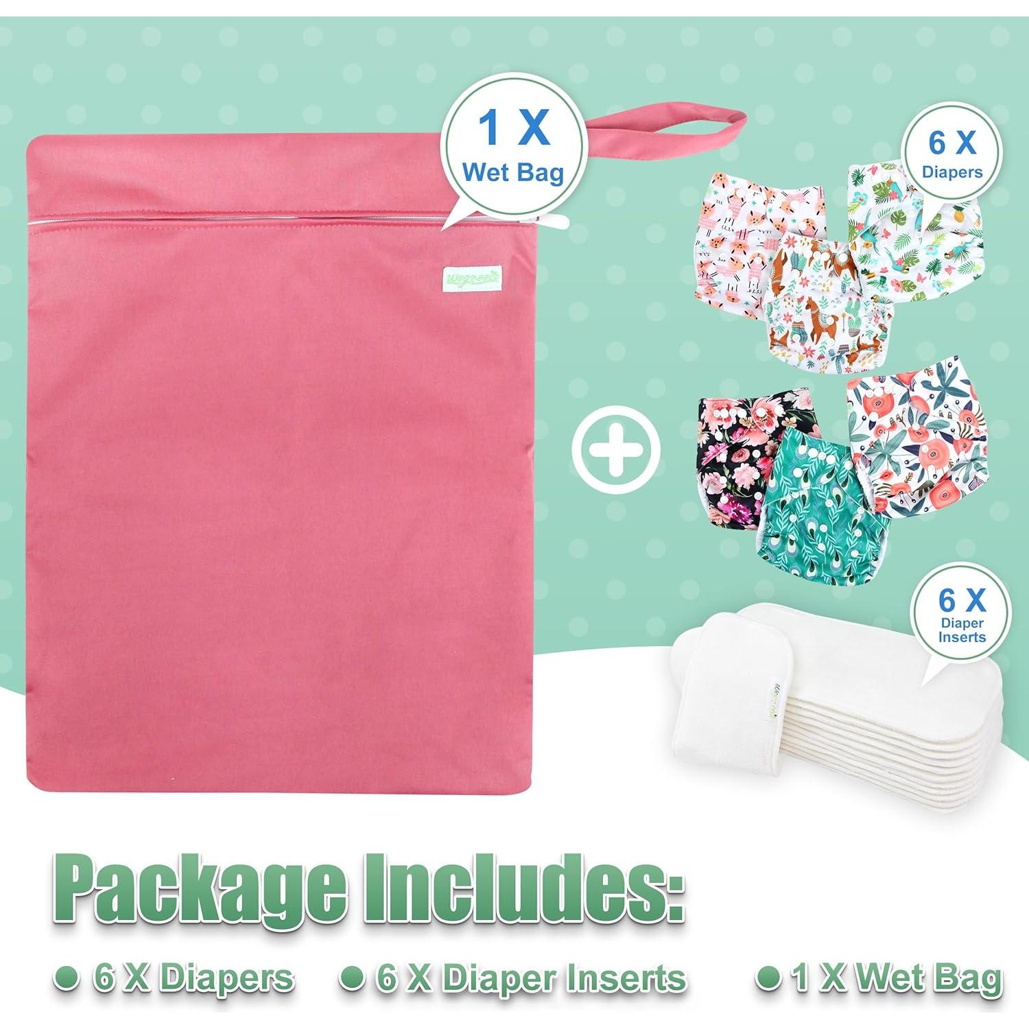 Paquete de Pañales de Tela Wegreeco 6 Piezas Ajustables Unisex