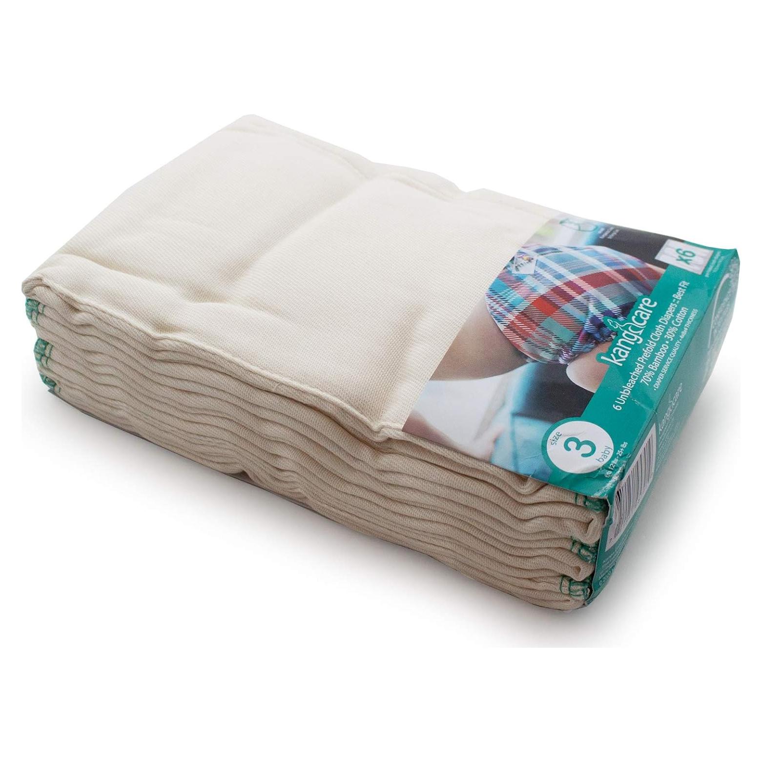 Pañales de Tela Reutilizables Kanga Care Prefold 6pk Tamaño 3