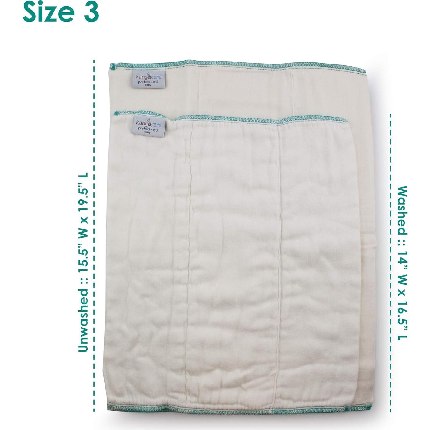 Pañales de Tela Reutilizables Kanga Care Prefold 6pk Tamaño 3