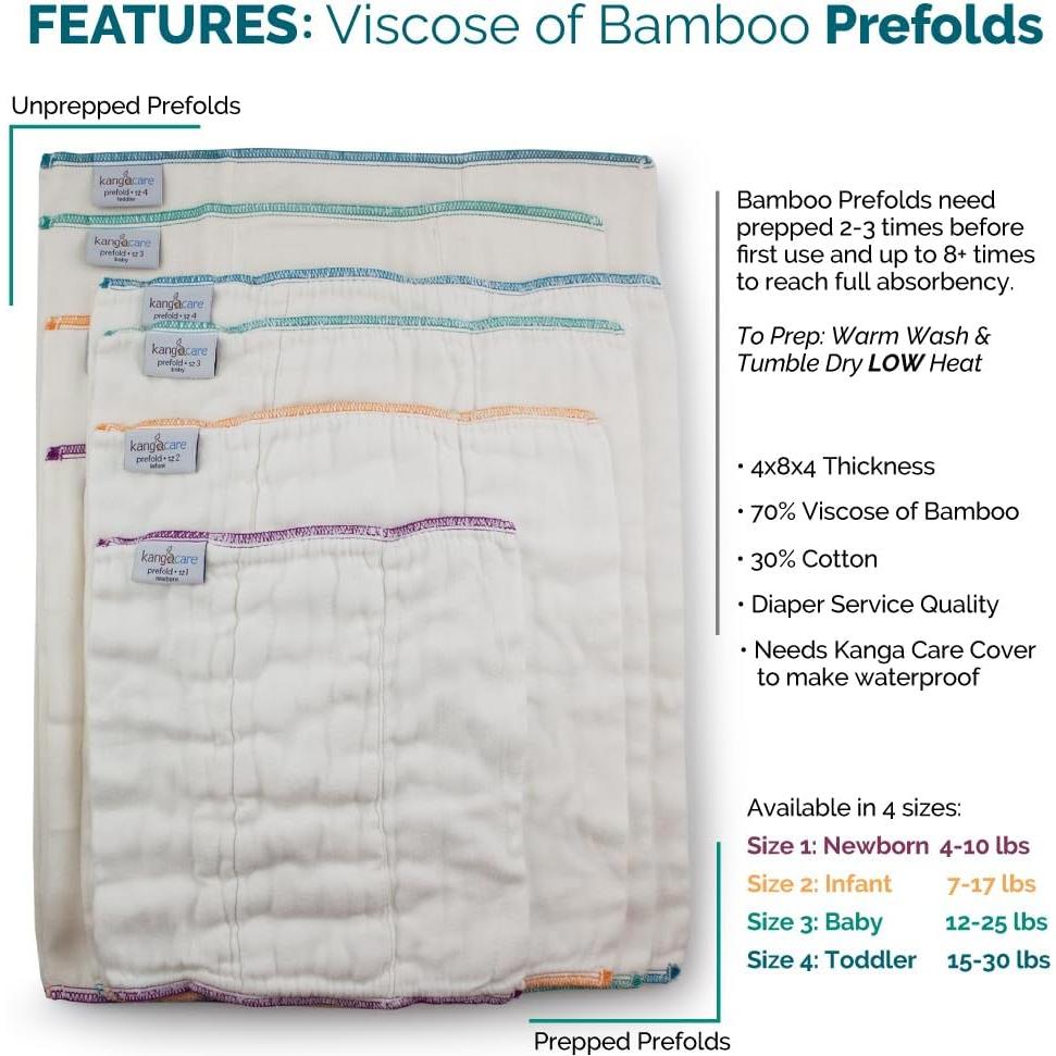 Pañales de Tela Reutilizables Kanga Care Prefold 6pk Tamaño 3