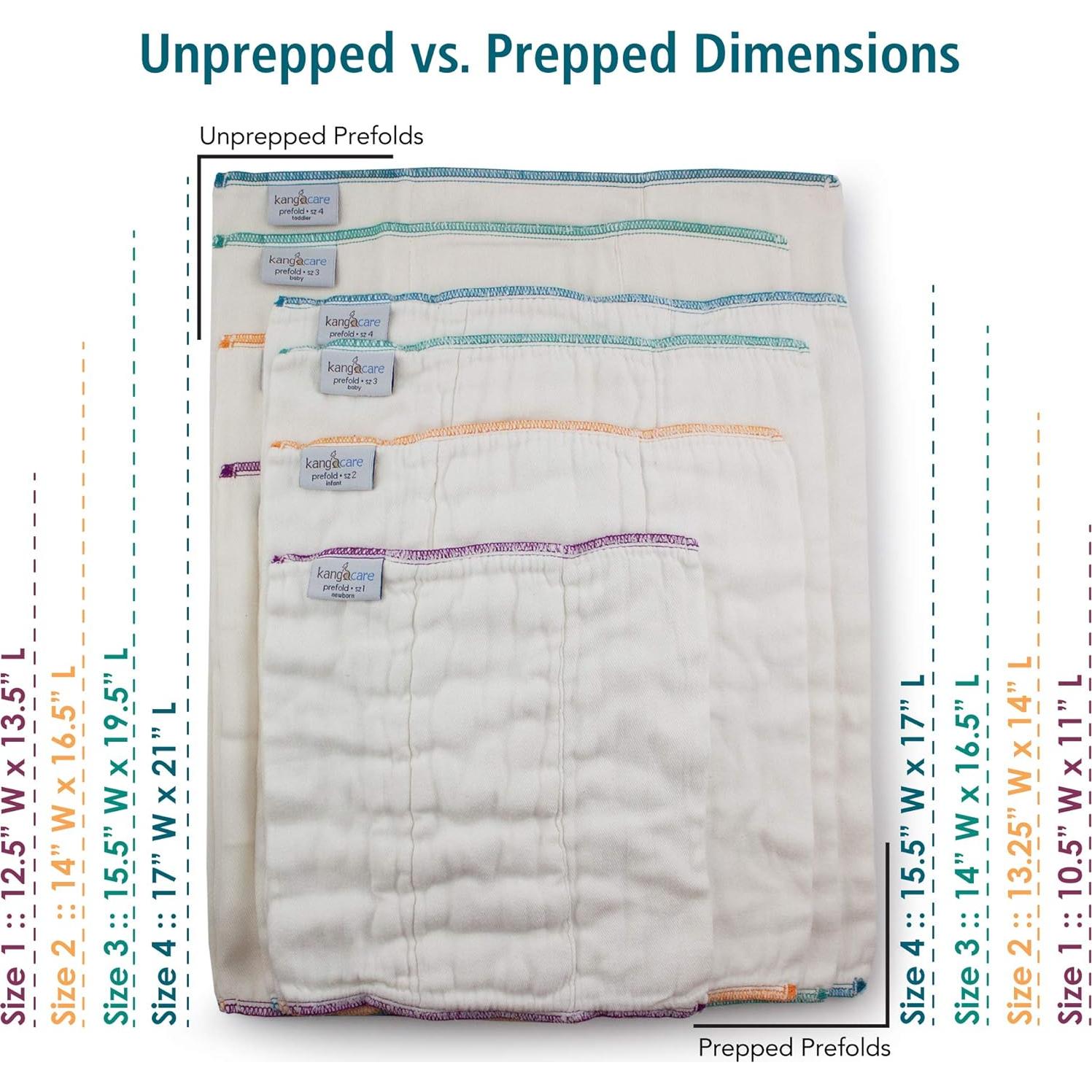 Pañales de Tela Reutilizables Kanga Care Prefold 6pk Tamaño 3