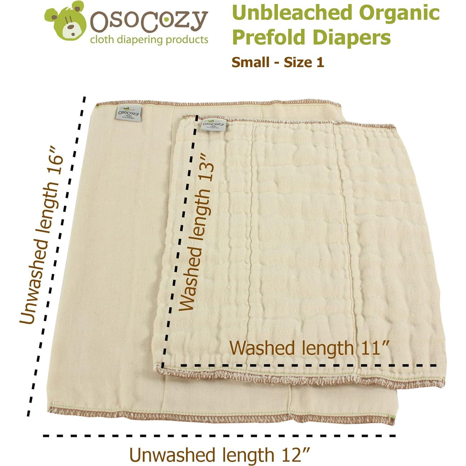 Pañales de Tela OsoCozy Algodón Orgánico 6pk - Suaves y Absorbentes