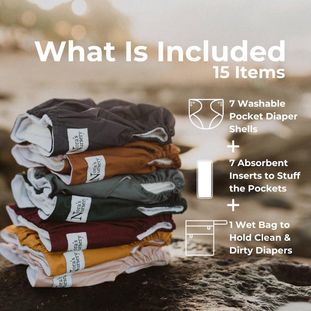 Paquete de 7 Pañales de Tela Ajustables Nora's Nursery