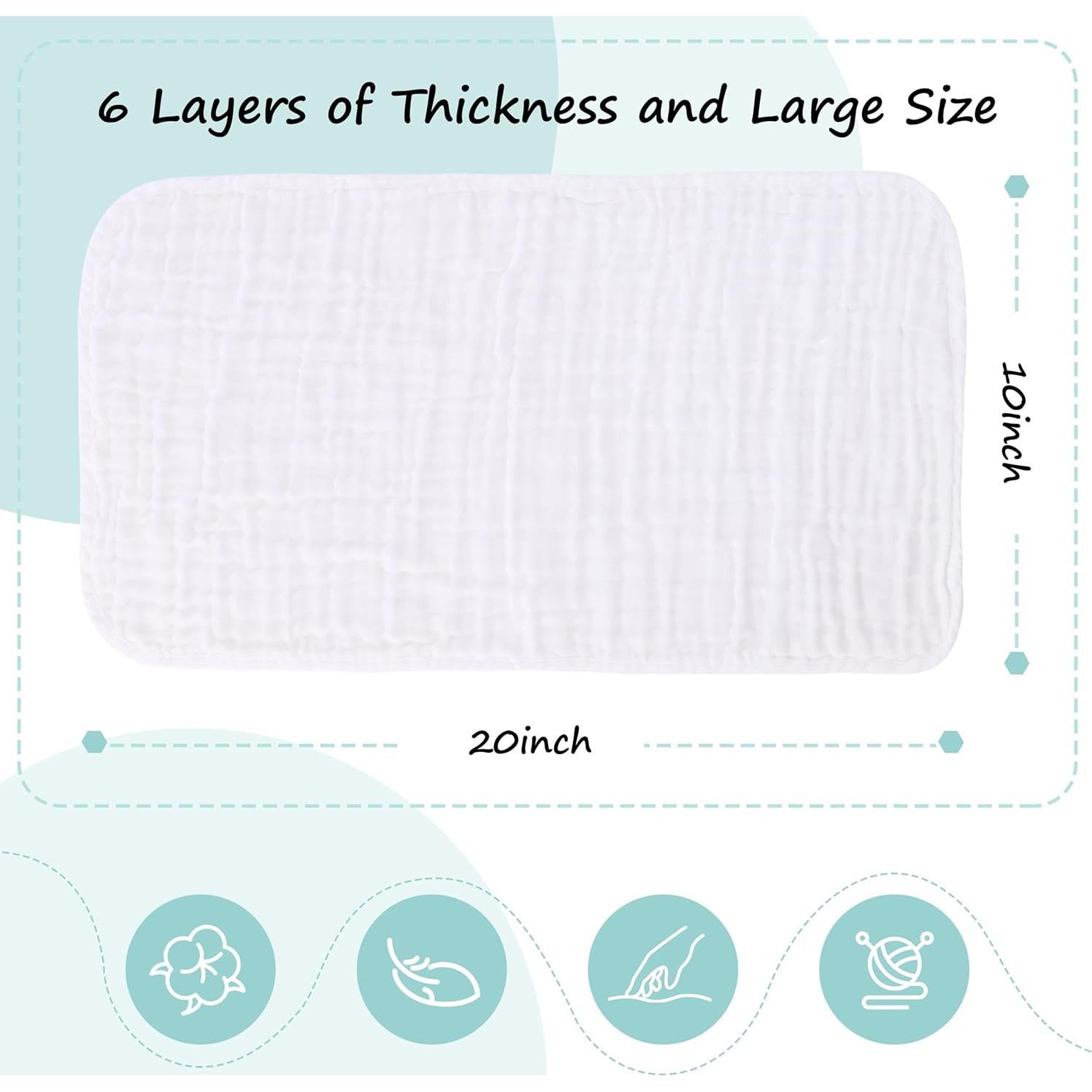 Paquete de 10 Paños de Muselina HIPHOP PANDA 100% Algodón 50.8x25.4 cm