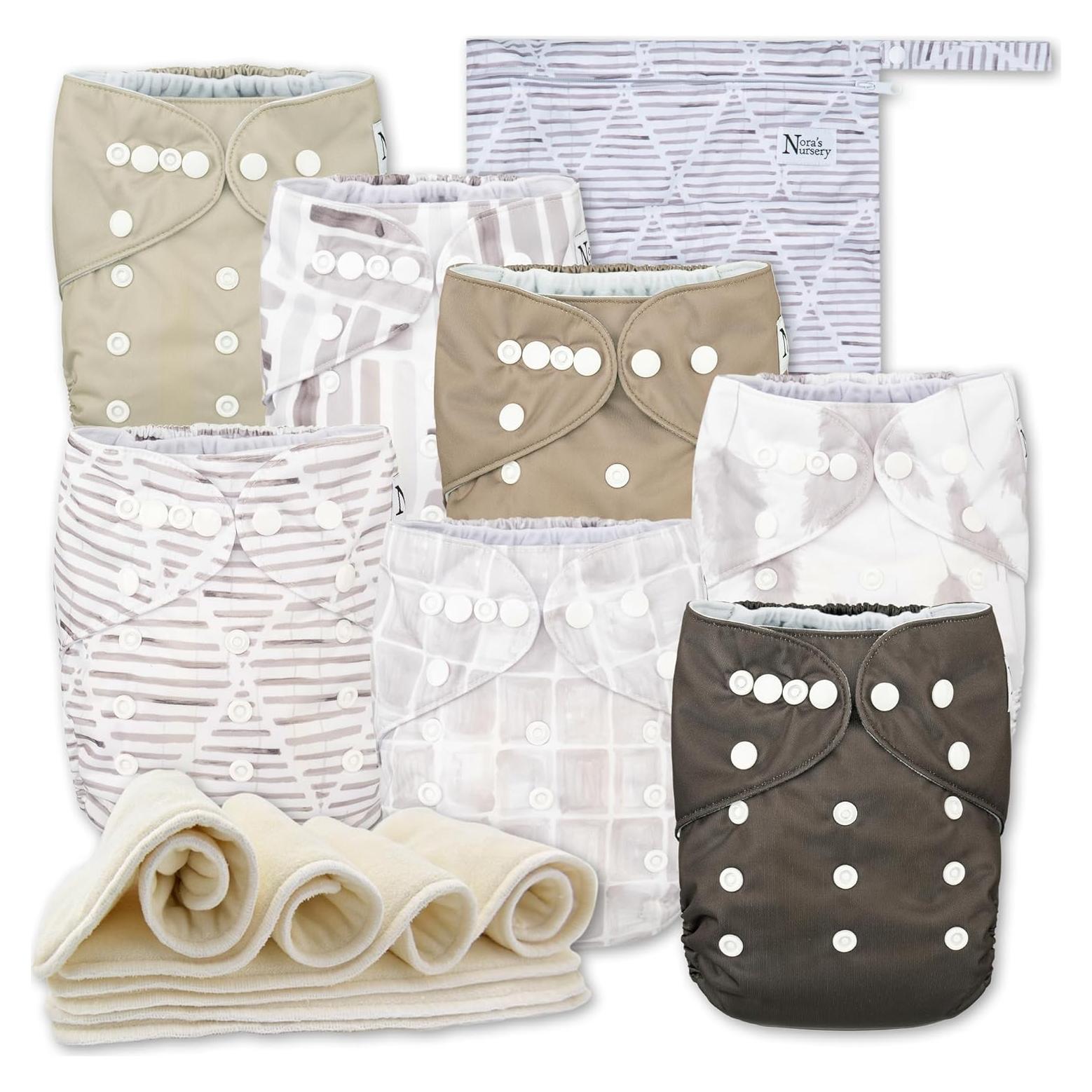 Paquete de 7 Pañales de Tela Nora's Nursery Ajustables 4.5-15.9 kg