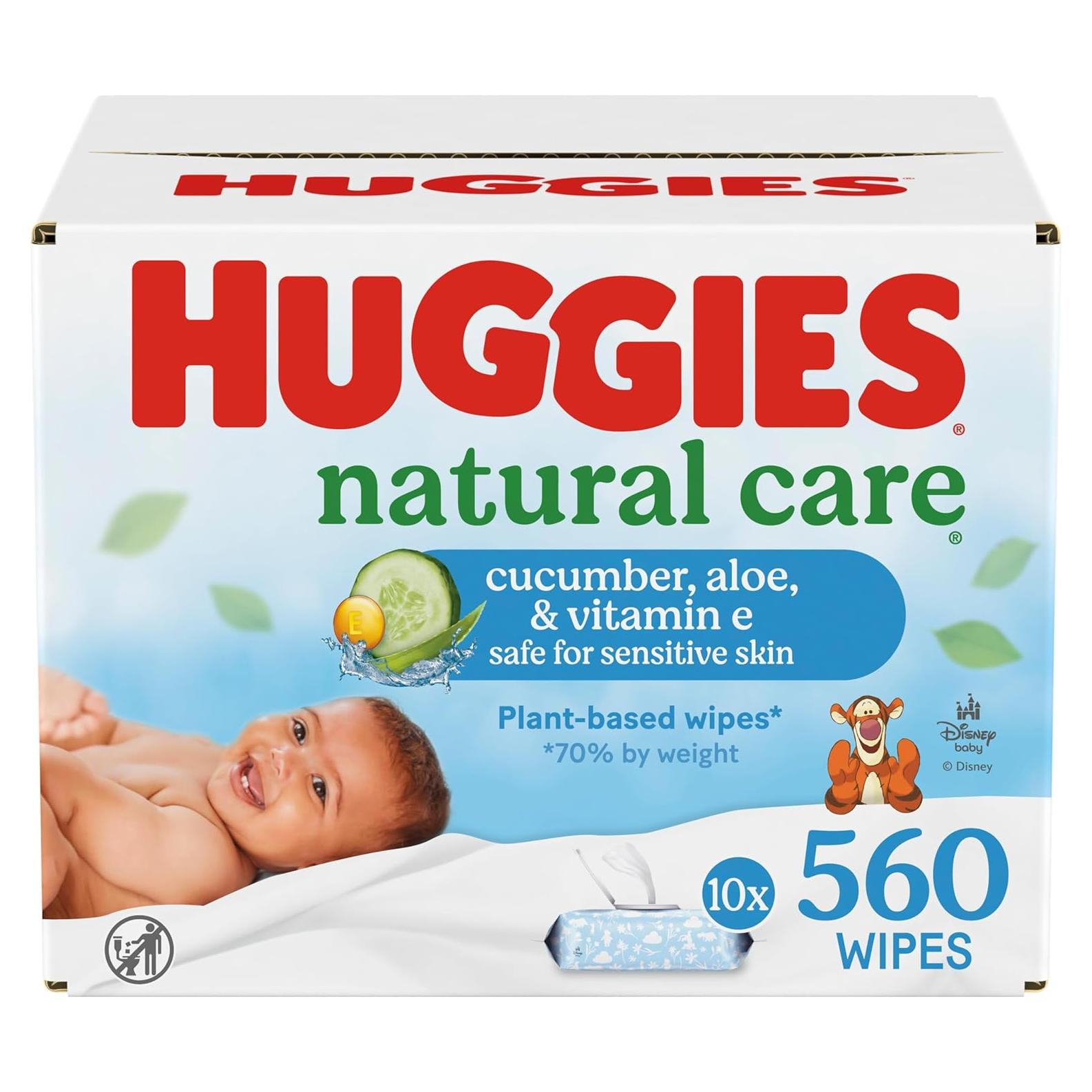 Toallitas Huggies Cuidado Natural 560 Unidades Pepino Aloe Vitamina E