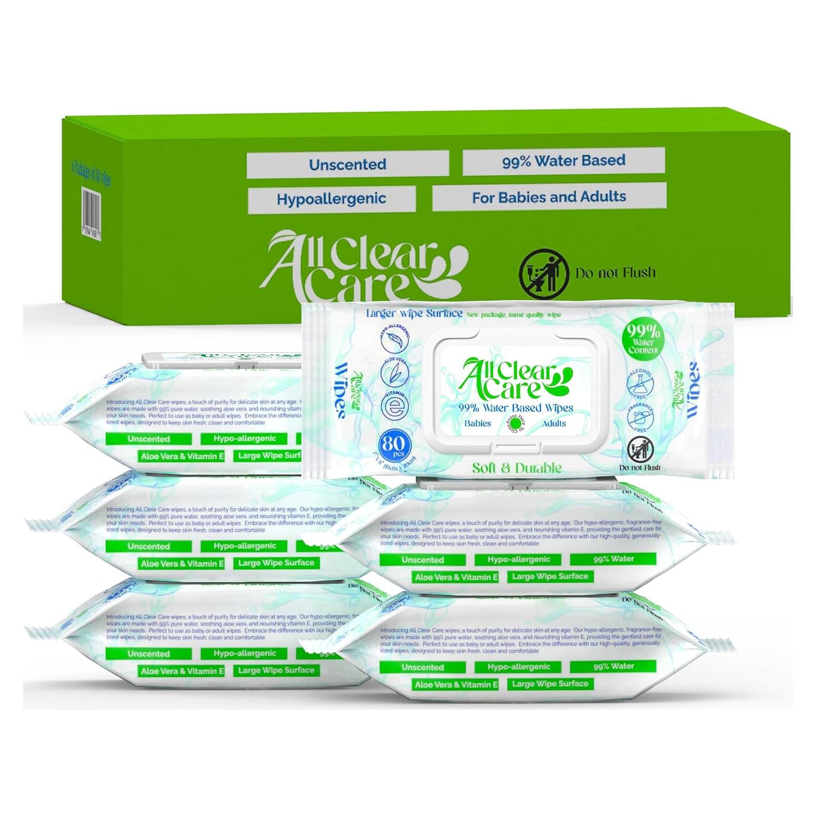 Toallitas Hipoalergénicas All Clear Care 480 Unidades Sin Fragancia