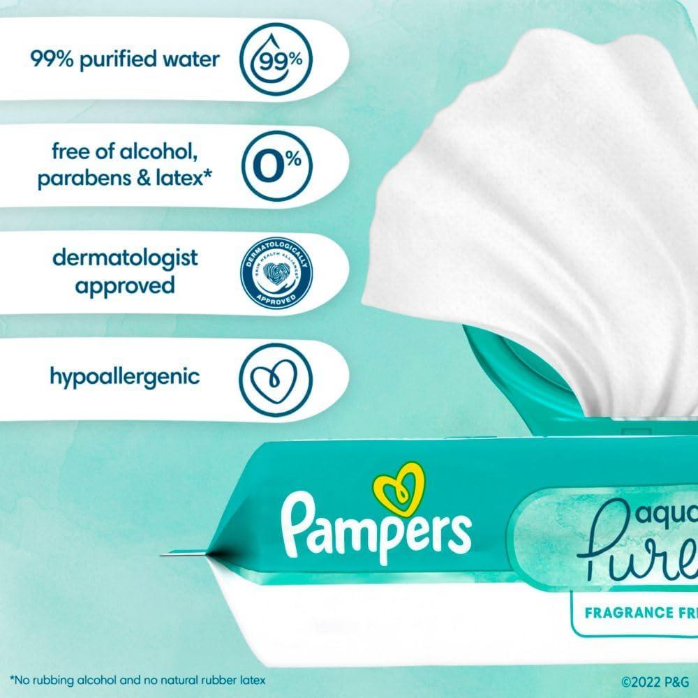Toallitas Húmedas Pampers Aqua Pure 336 Unidades Hipoalergénicas
