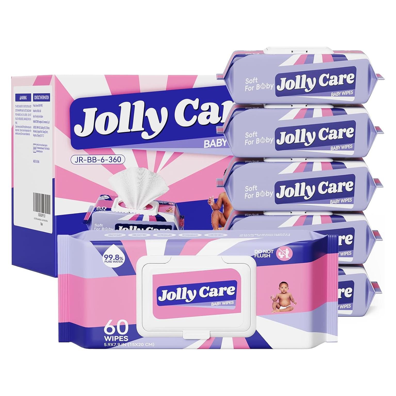 Toallitas Húmedas Jolly Care para Bebés 360 Unidades Sin Fragancia