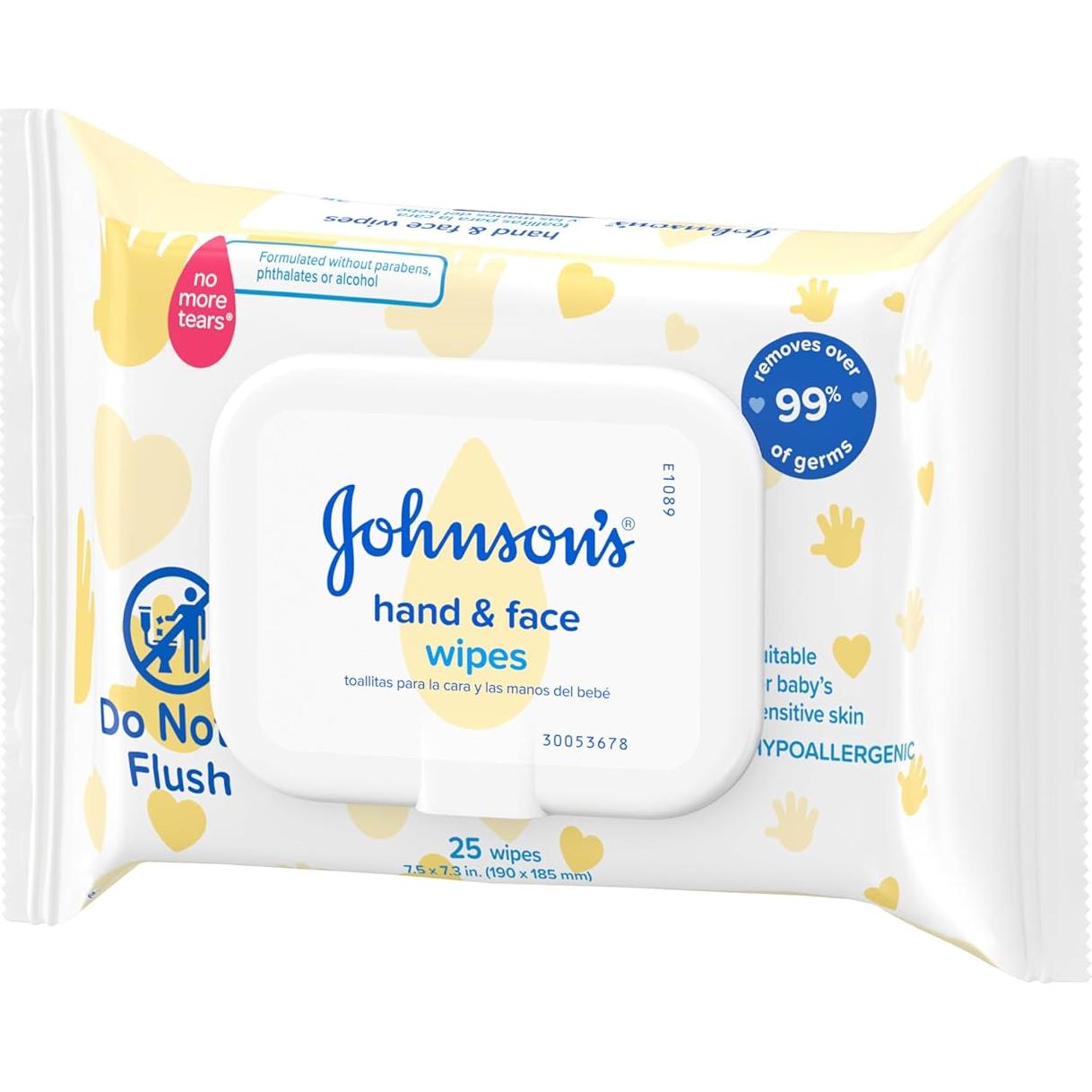 Toallitas desechables Johnson's Baby 25 unidades hipoalergénicas