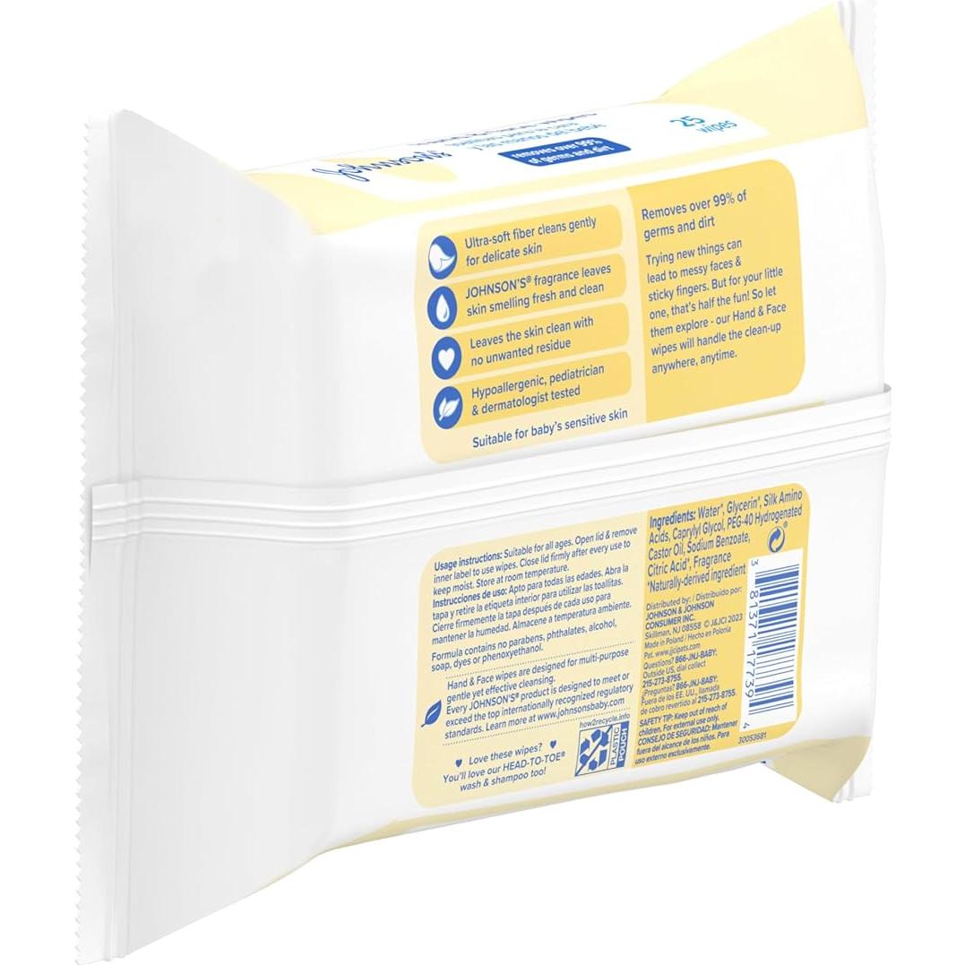 Toallitas desechables Johnson's Baby 25 unidades hipoalergénicas