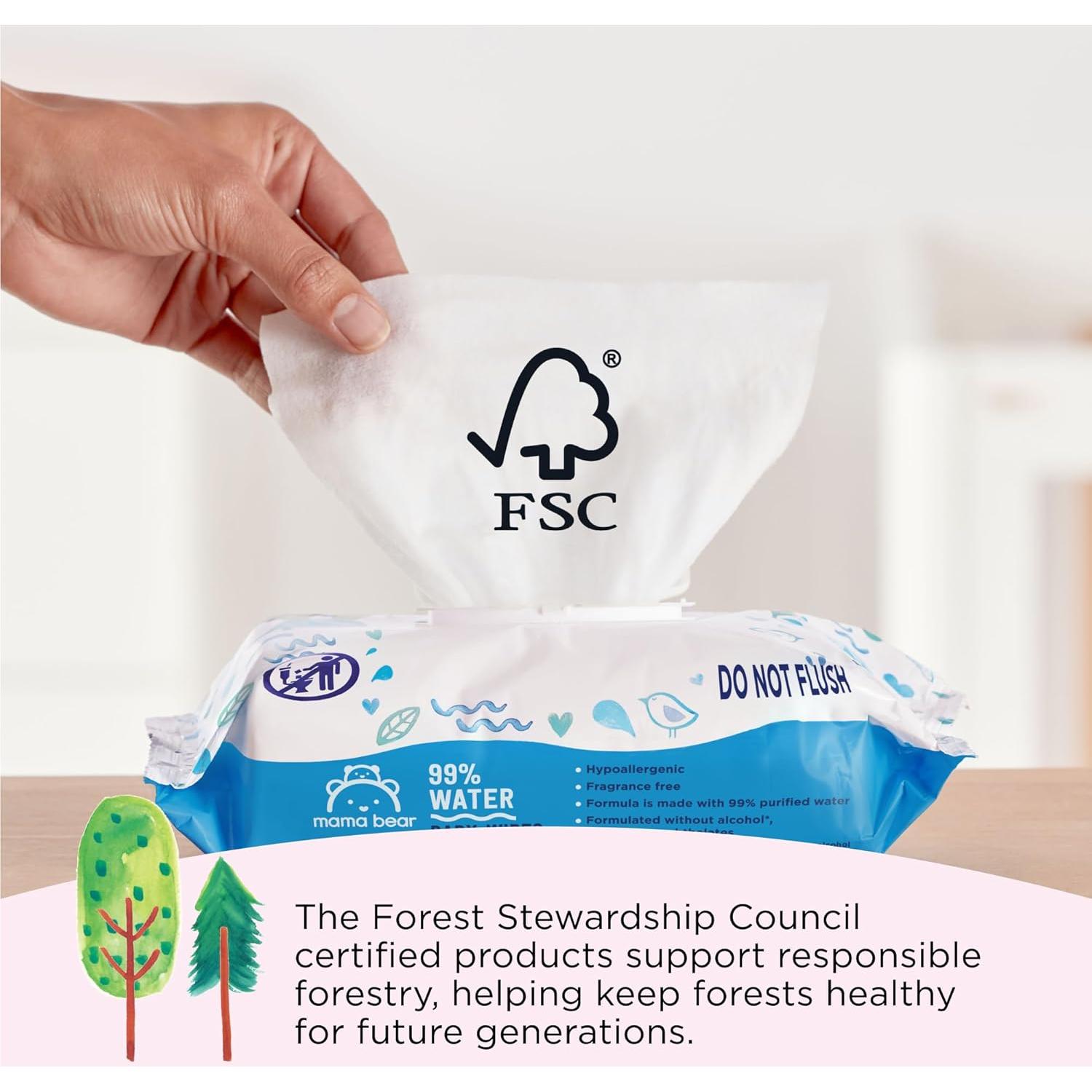 Toallitas Húmedas Mama Bear Amazon 99% Agua Hipoalergénicas 432 Unidades