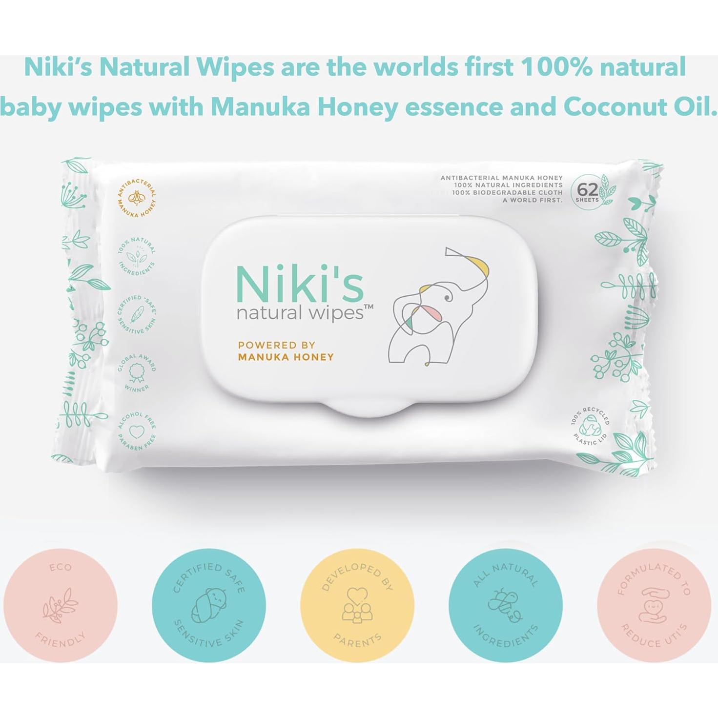 Toallitas Naturales Niki | 248 Toallitas Orgánicas para Bebés