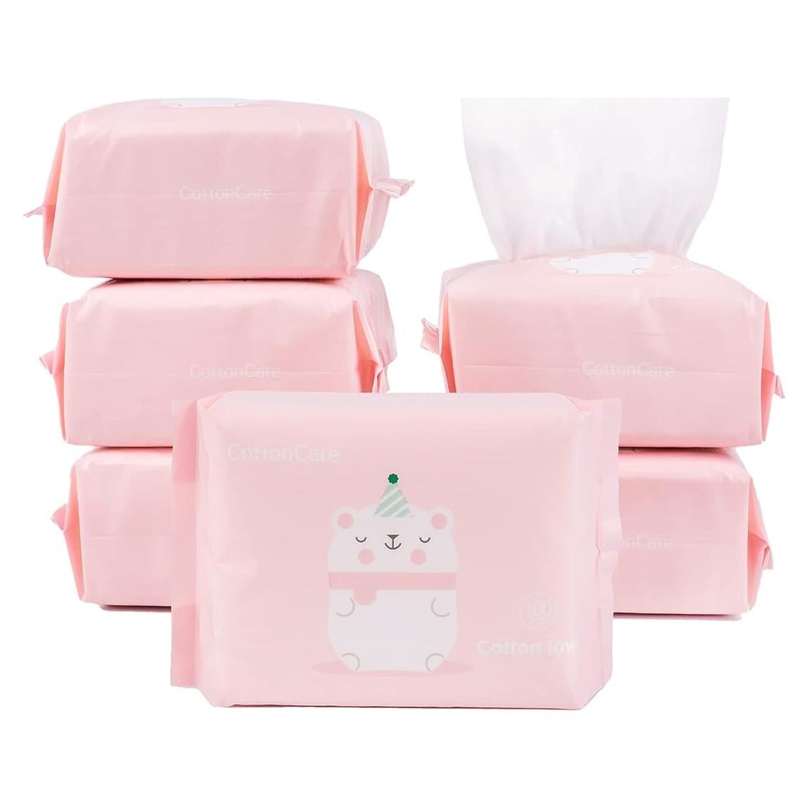 Toallitas Secas para Bebés COTTONCARE 100% Algodón 20.1x11.9cm 6-Pack