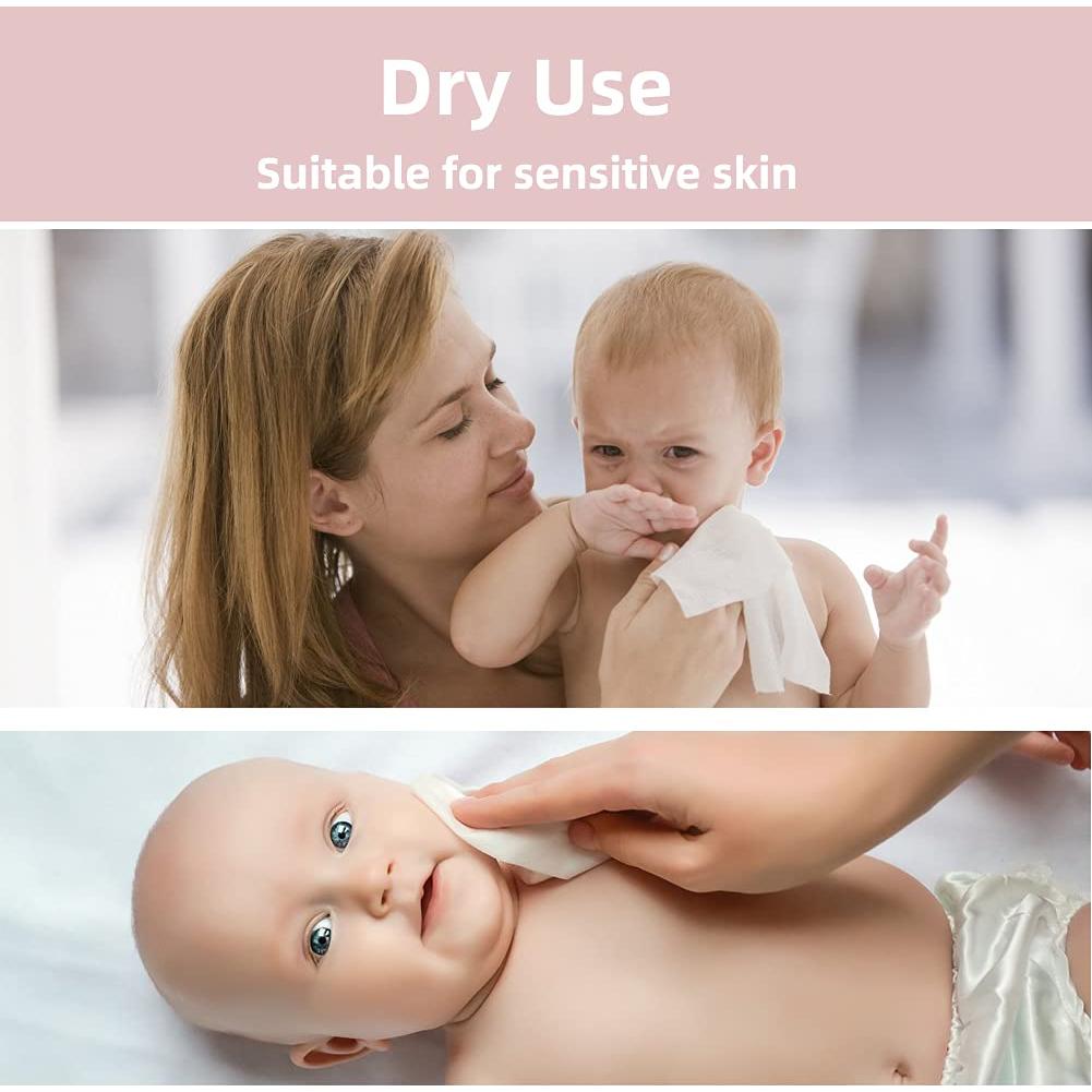 Toallitas Secas para Bebés COTTONCARE 100% Algodón 20.1x11.9cm 6-Pack