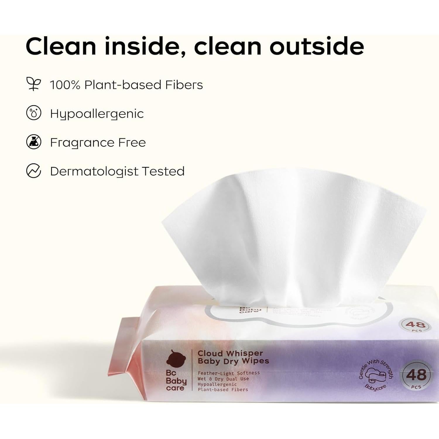 Toallitas Secas Hipoalergénicas BC Babycare 48 Unidades