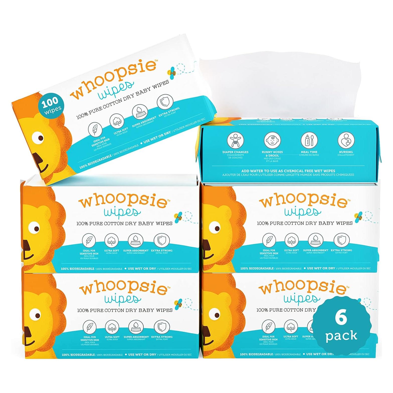 Toallitas Secas 100% Algodón Puro Whoopsie 600 Unidades