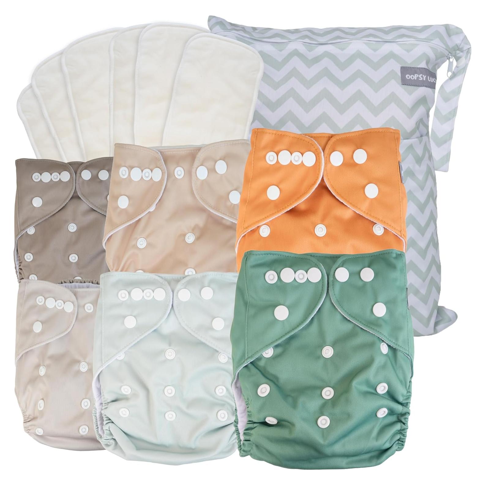 Paquete de 6 Pañales de Tela OOPSY LUCY Reutilizables Ajustables