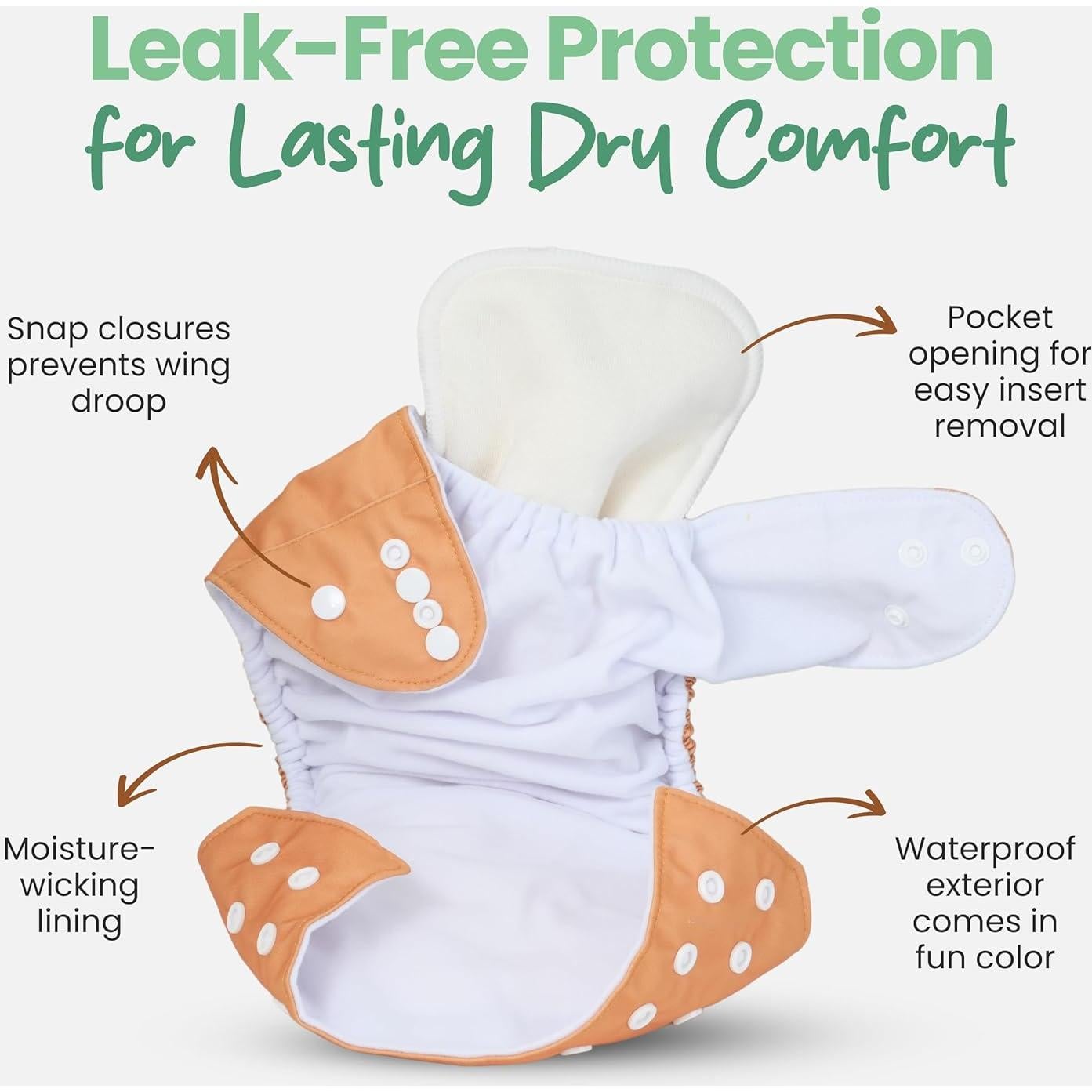 Paquete de 6 Pañales de Tela OOPSY LUCY Reutilizables Ajustables