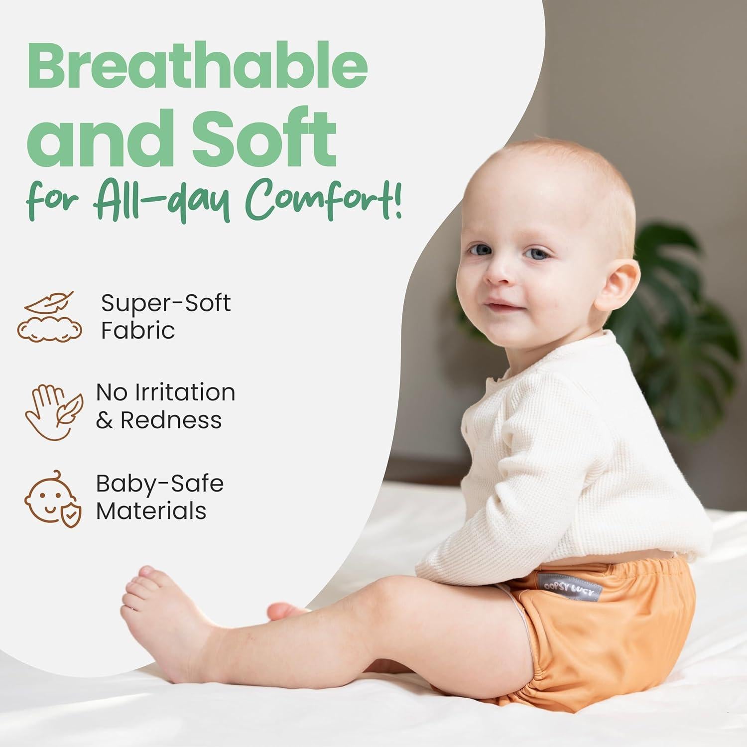 Paquete de 6 Pañales de Tela OOPSY LUCY Reutilizables Ajustables