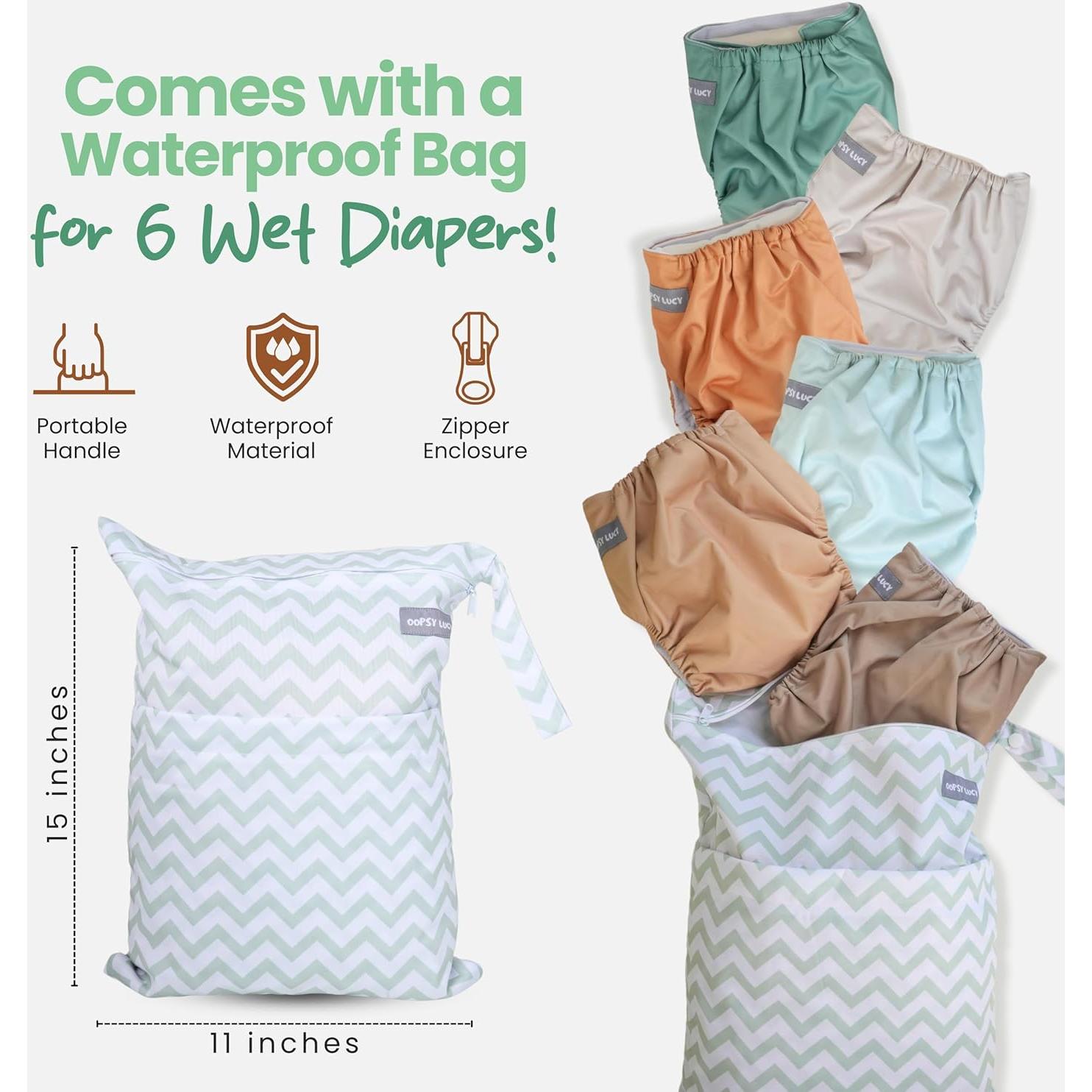 Paquete de 6 Pañales de Tela OOPSY LUCY Reutilizables Ajustables