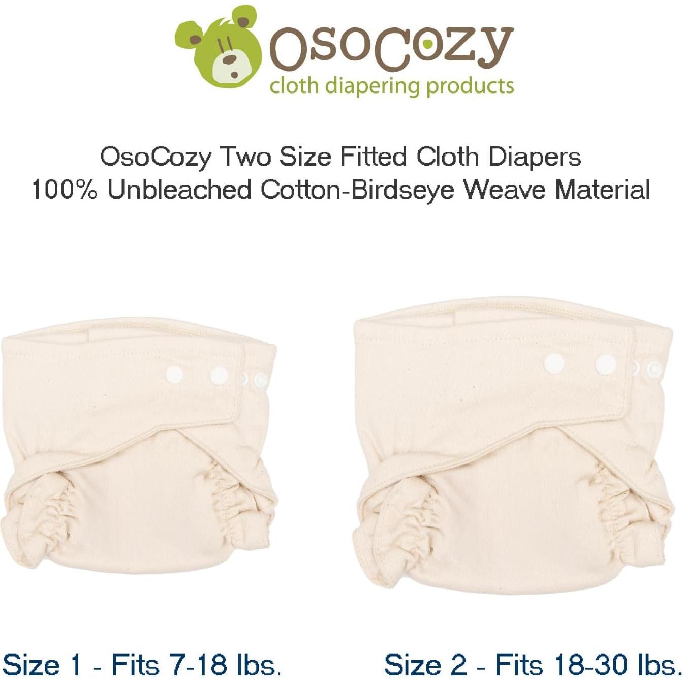 Pañal de Tela Ajustado OsoCozy 100% Algodón Birdseye - 6 Unidades