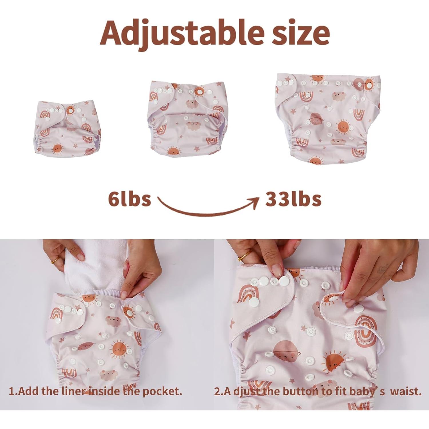 Set de 12 Pañales de Tela Reutilizables CoolaPeach Rosa